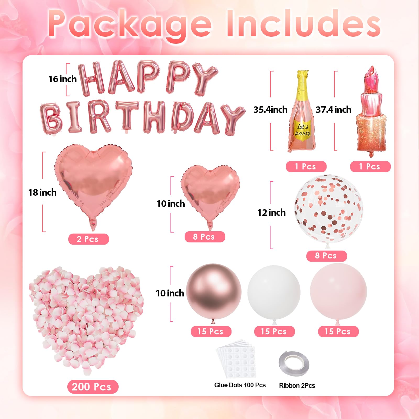 Bonropin rose-gold confetti balloons for festive sparkle
