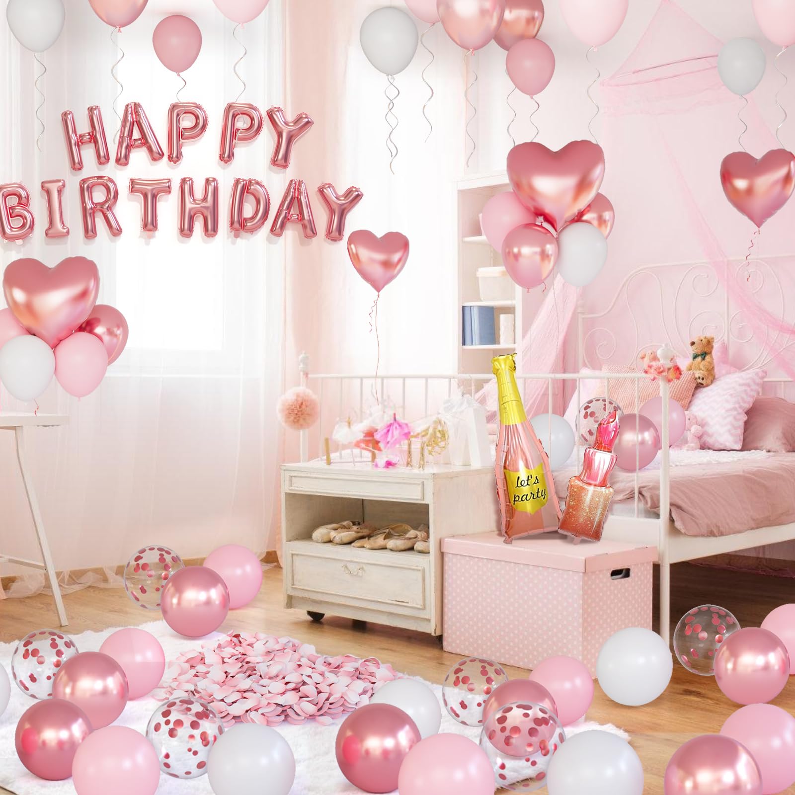 Bonropin rose gold heart foil balloons for romantic accents