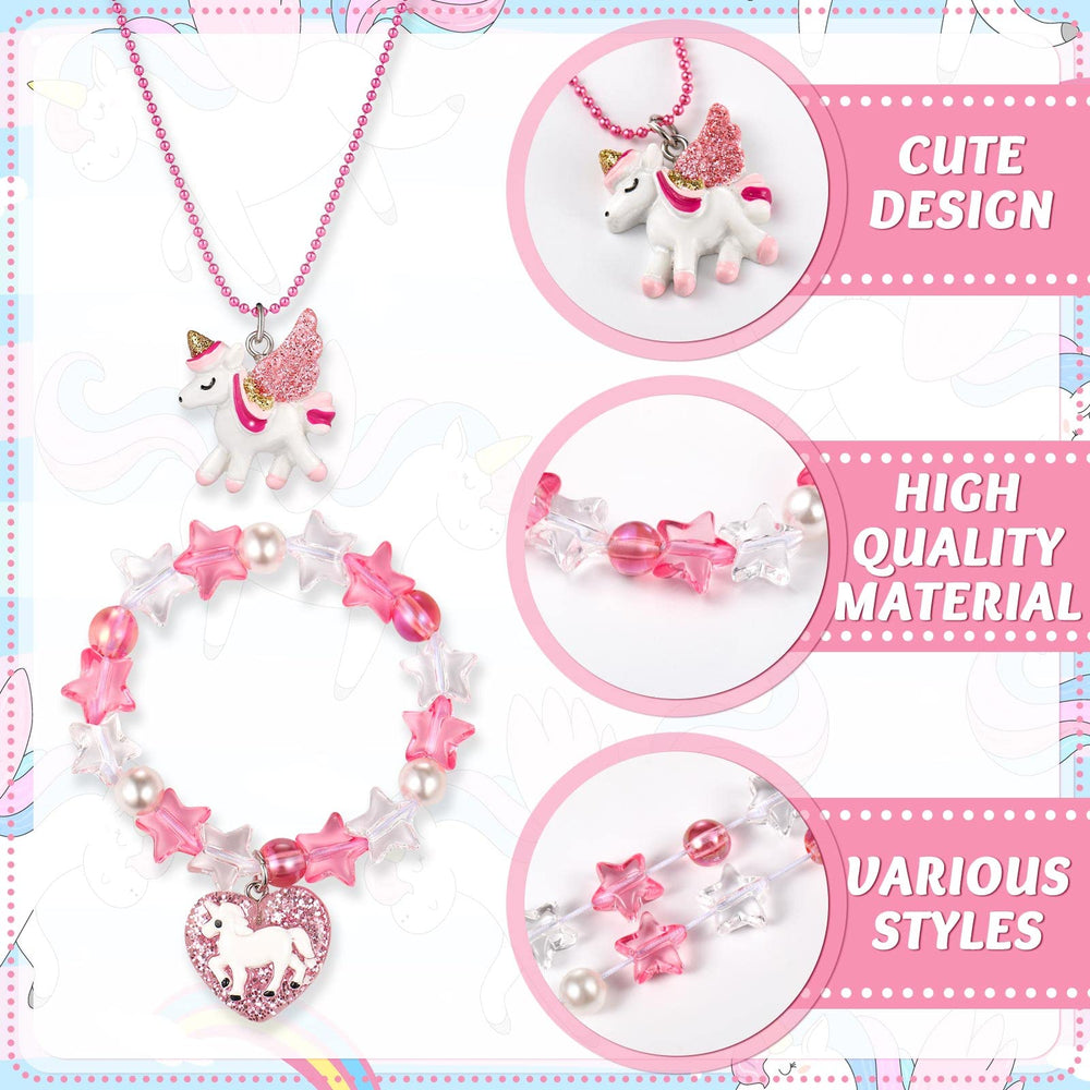 Bonuci unicorn bracelets set coordinates with cute outfits and party favors.