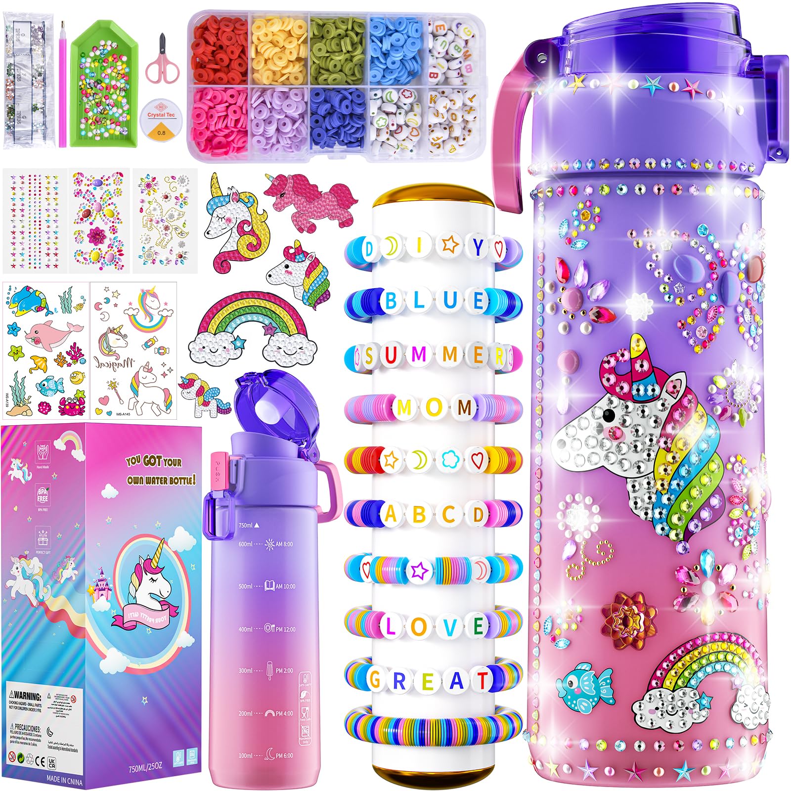 BOOH unicorn-themed diamond painting kit for bottle decor sparks creativity during play