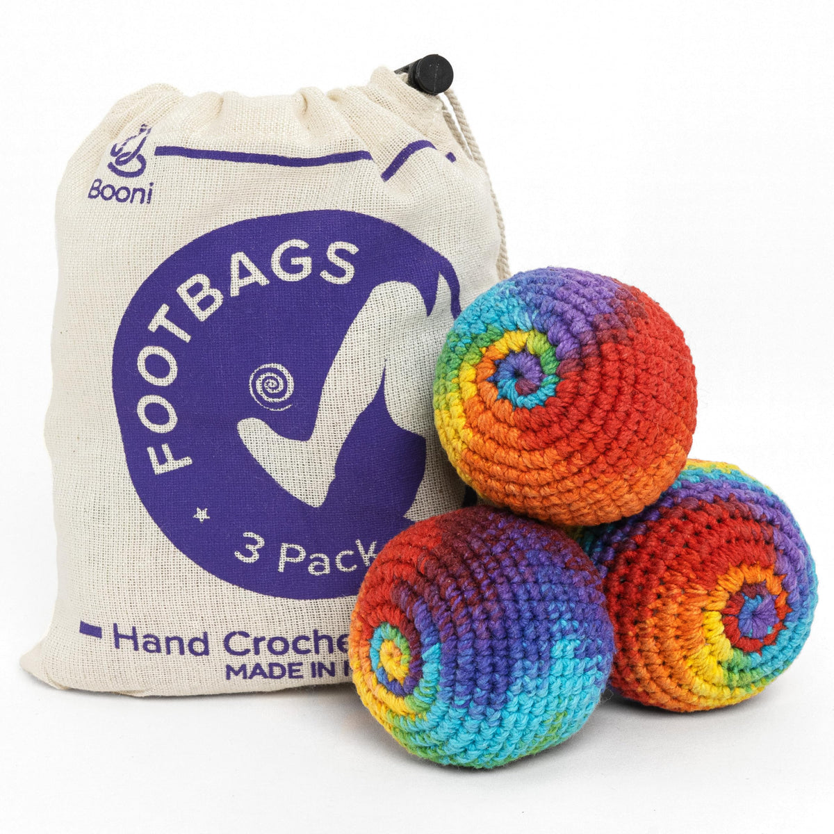 BOONI footbag crochet-knit close-up, durable craftsmanship for stylish play and tricks