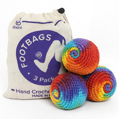BOONI footbag crochet-knit close-up, durable craftsmanship for stylish play and tricks