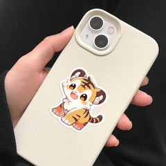 Booppyy luggage tiger stickers; easy-to-remove, surface-safe travel decor.
