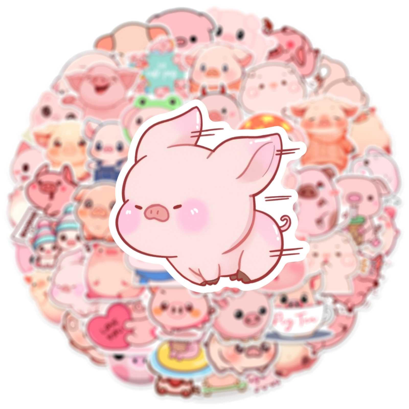 Booppyy Pink Pig laptop decal adds cute personality to your device.