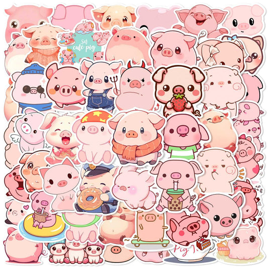 Booppyy Pink Pig sticker on water bottle for playful personalization and durability.