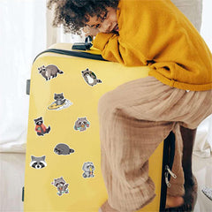 Booppyy raccoon stickers on a bicycle helmet for safe, stylish rides