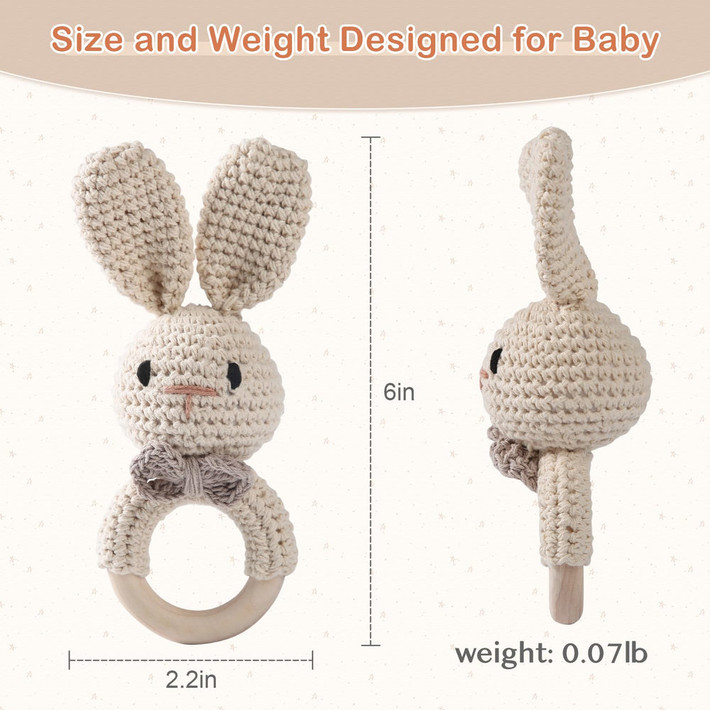 Bopoobo teething-friendly bunny rattle supports gentle teething with safe materials
