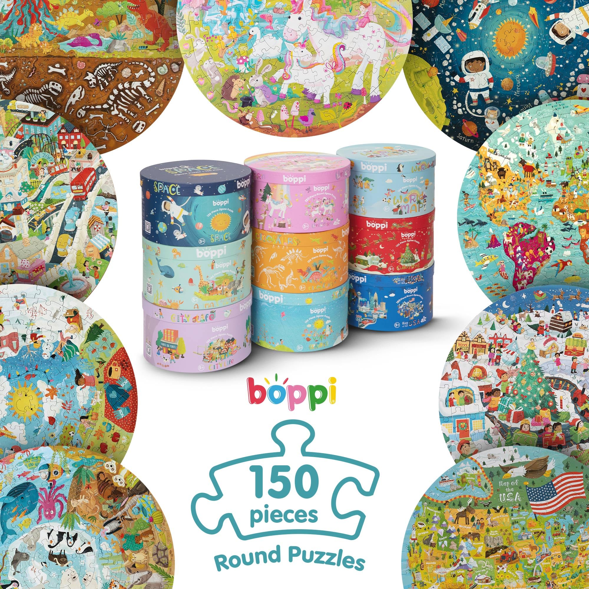 Boppi Animal Puzzle round diameter 58 cm after assembly for room-size display.
