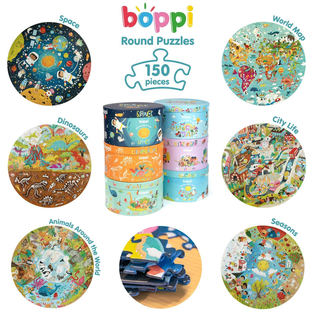 Boppi puzzle storage in gift box keeps pieces together after play.