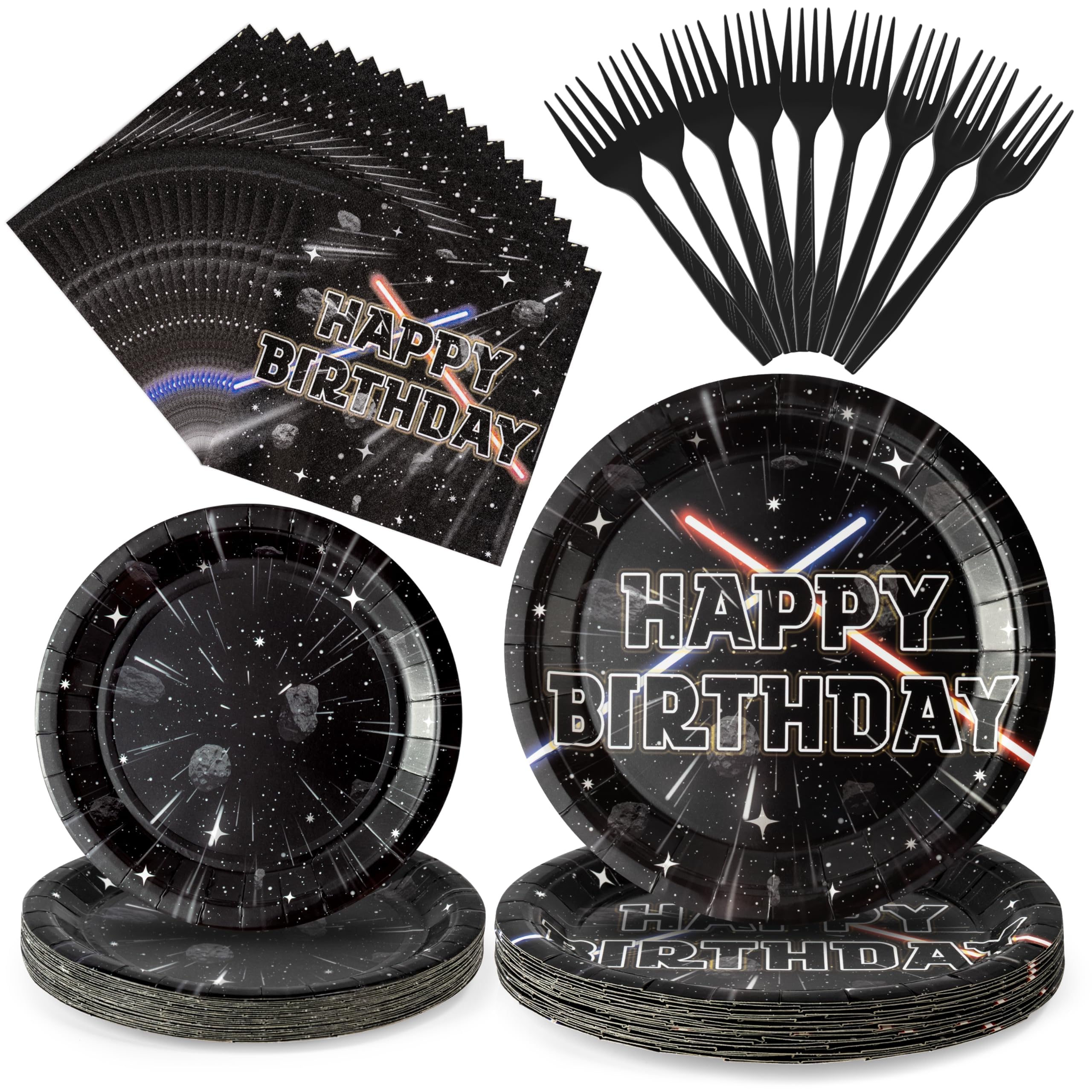BOpusail galaxy dinner plates with space motif for sci-fi themed birthday meals