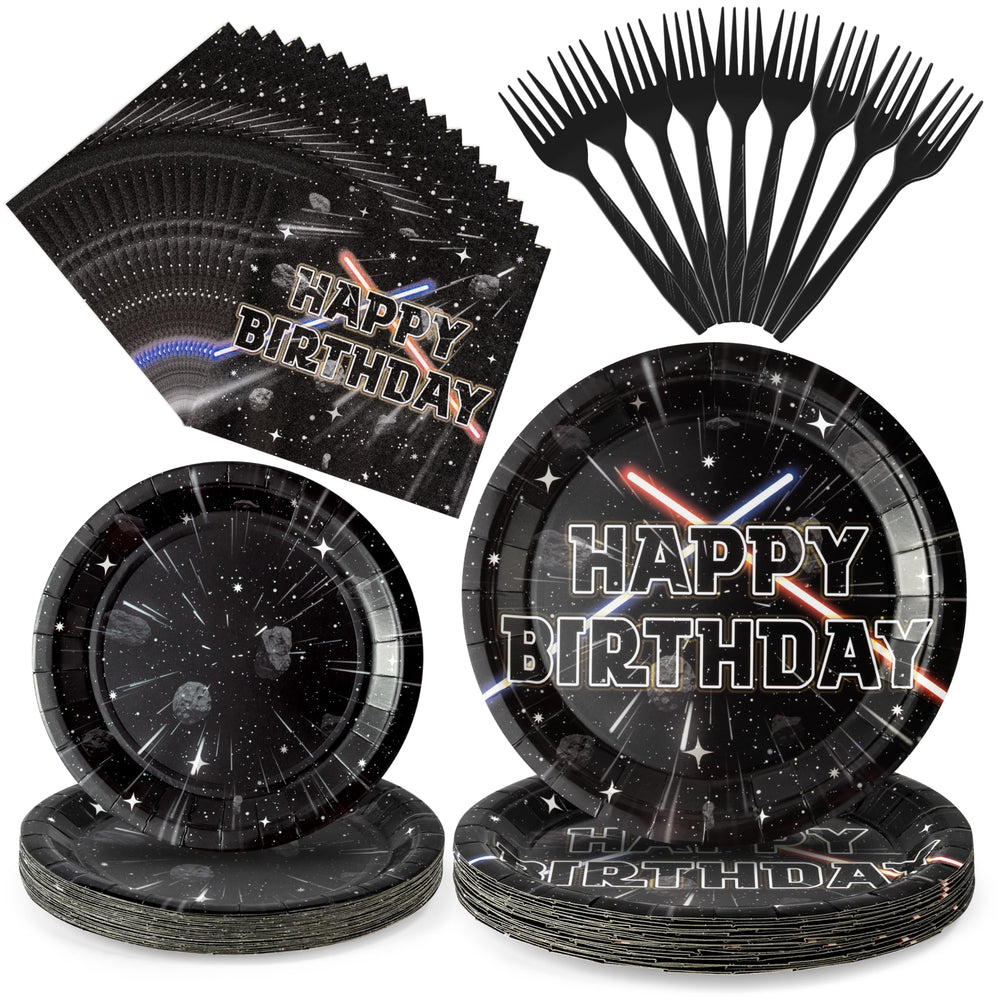 BOpusail galaxy dinner plates with space motif for sci-fi themed birthday meals