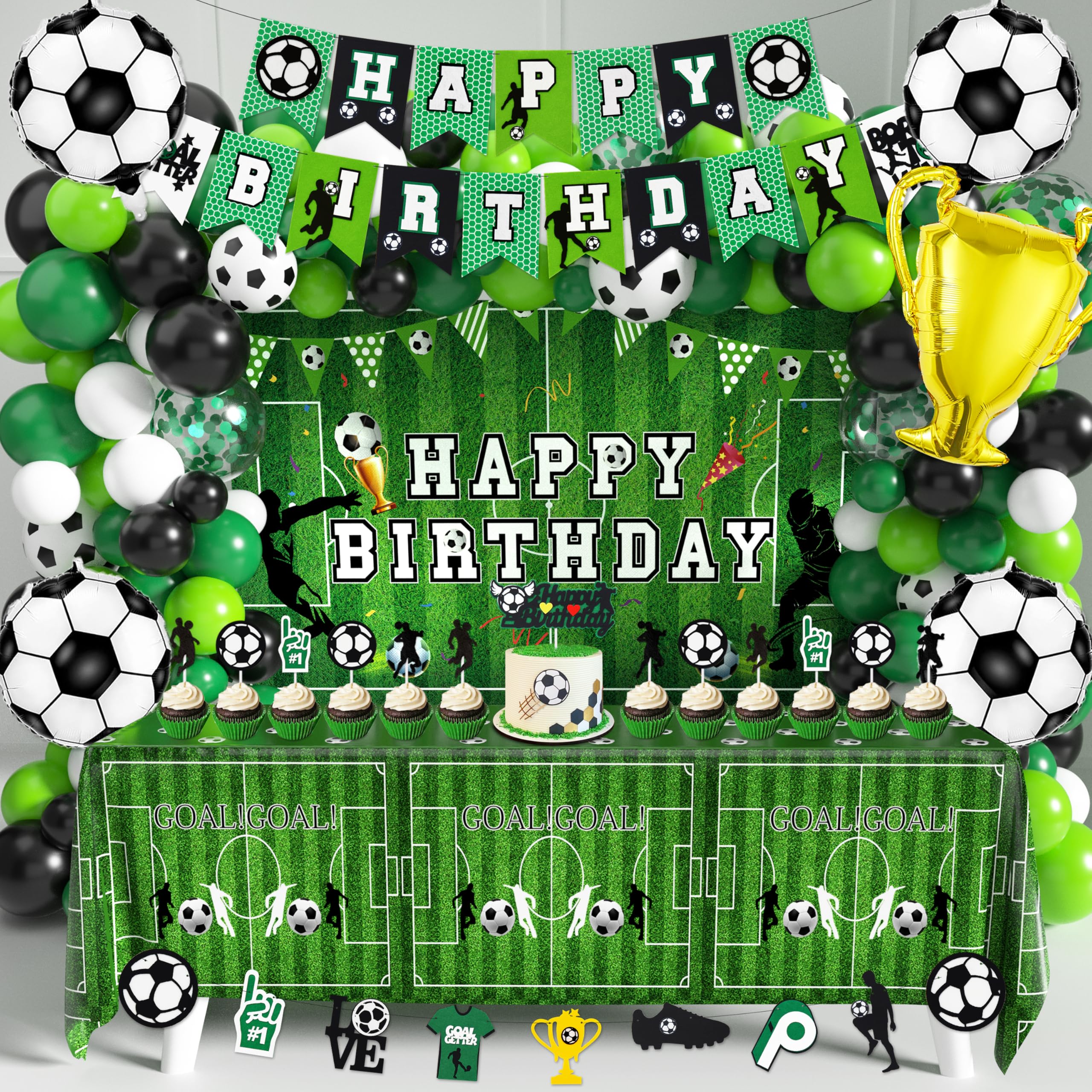 BORAMDO Soccer Birthday Backdrop enhances party photos with bold, energetic soccer visuals.