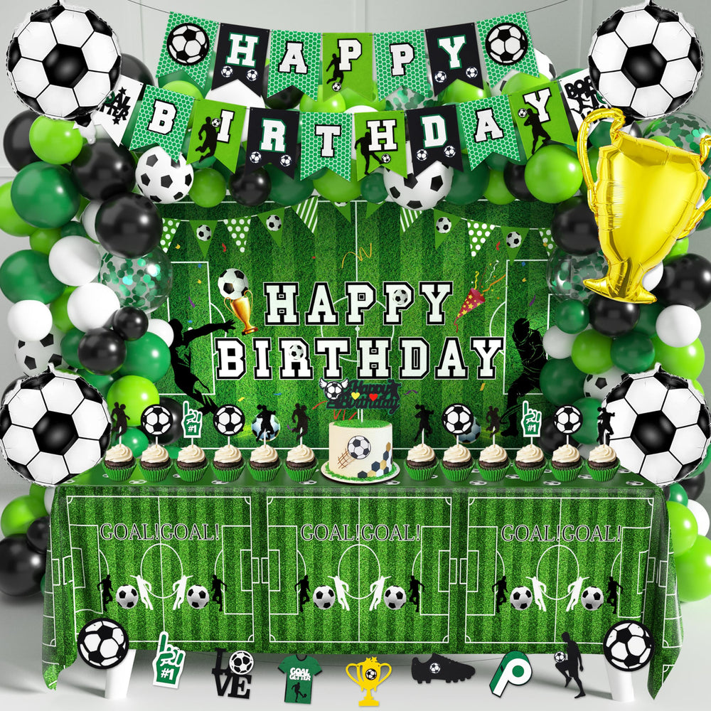 BORAMDO Soccer Birthday Backdrop enhances party photos with bold, energetic soccer visuals.