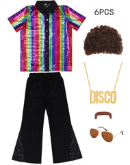 Bordazor Kids Disco Costume wig completes a retro 70s vibe on stage.