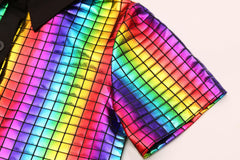 Bordazor Kids Disco sequin shirt closeup shows detailed sparkle