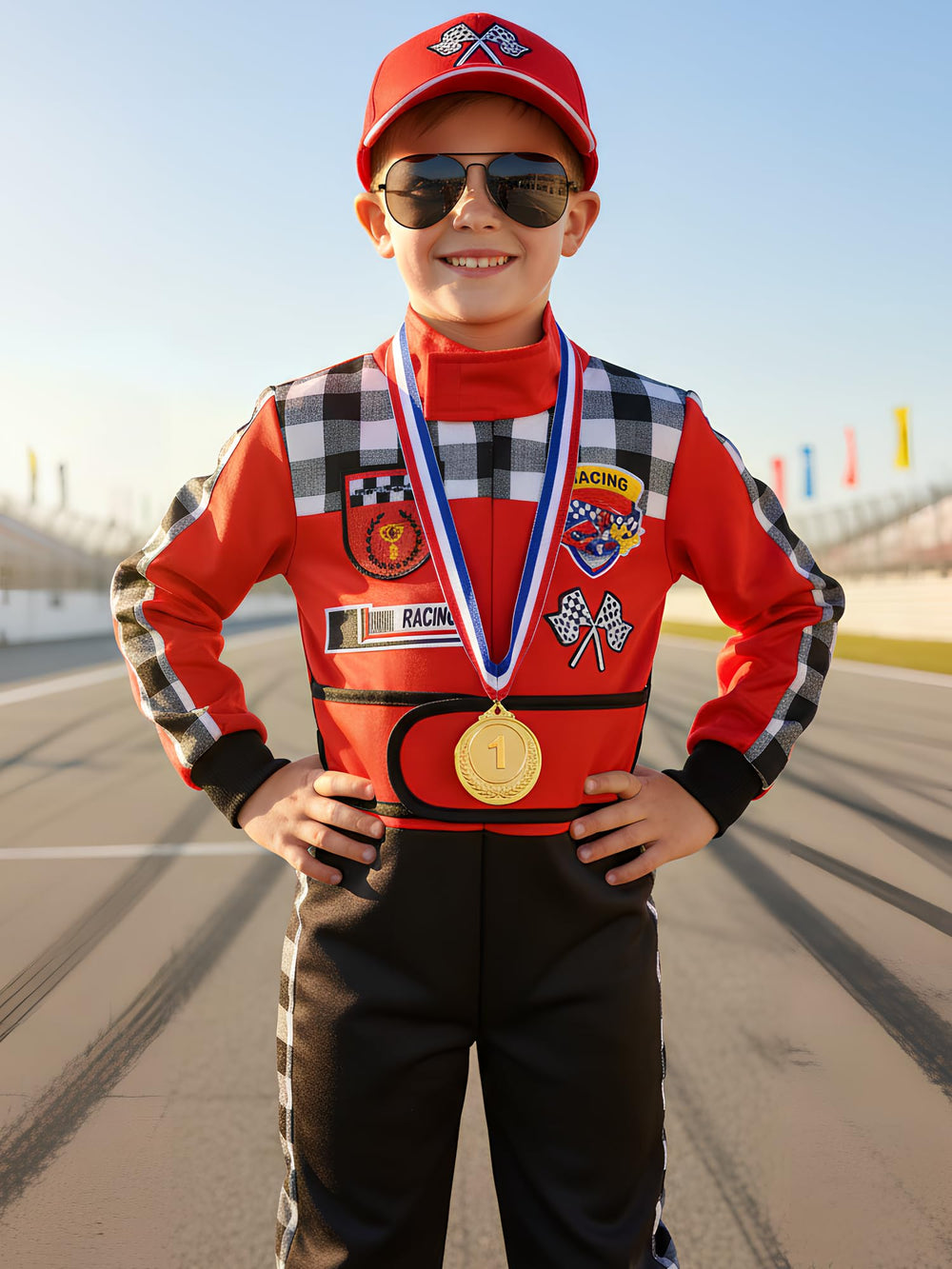 Bordazor full race car driver costume worn during playtime