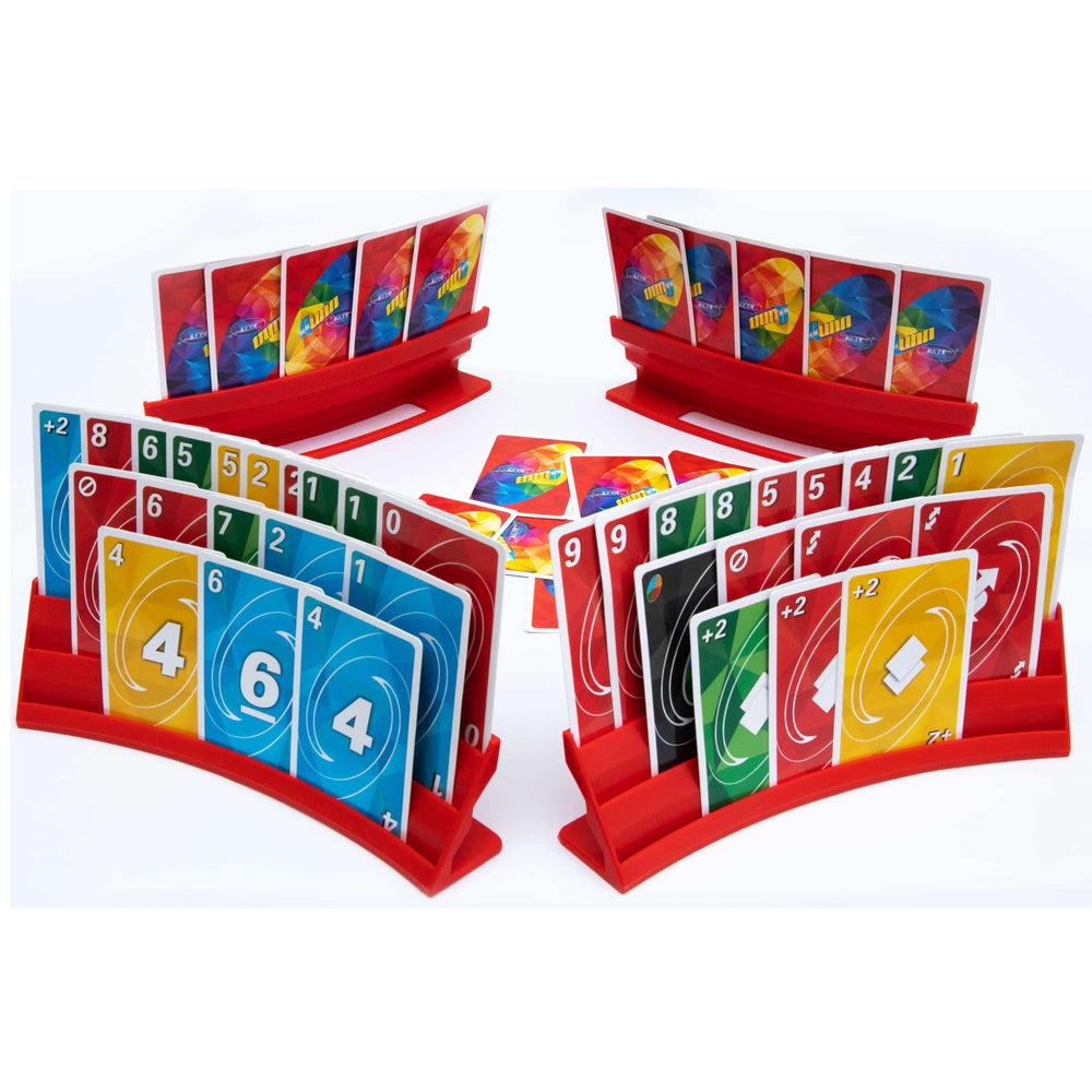 BORICO 4-pack card holders, front view red, easy access during gameplay