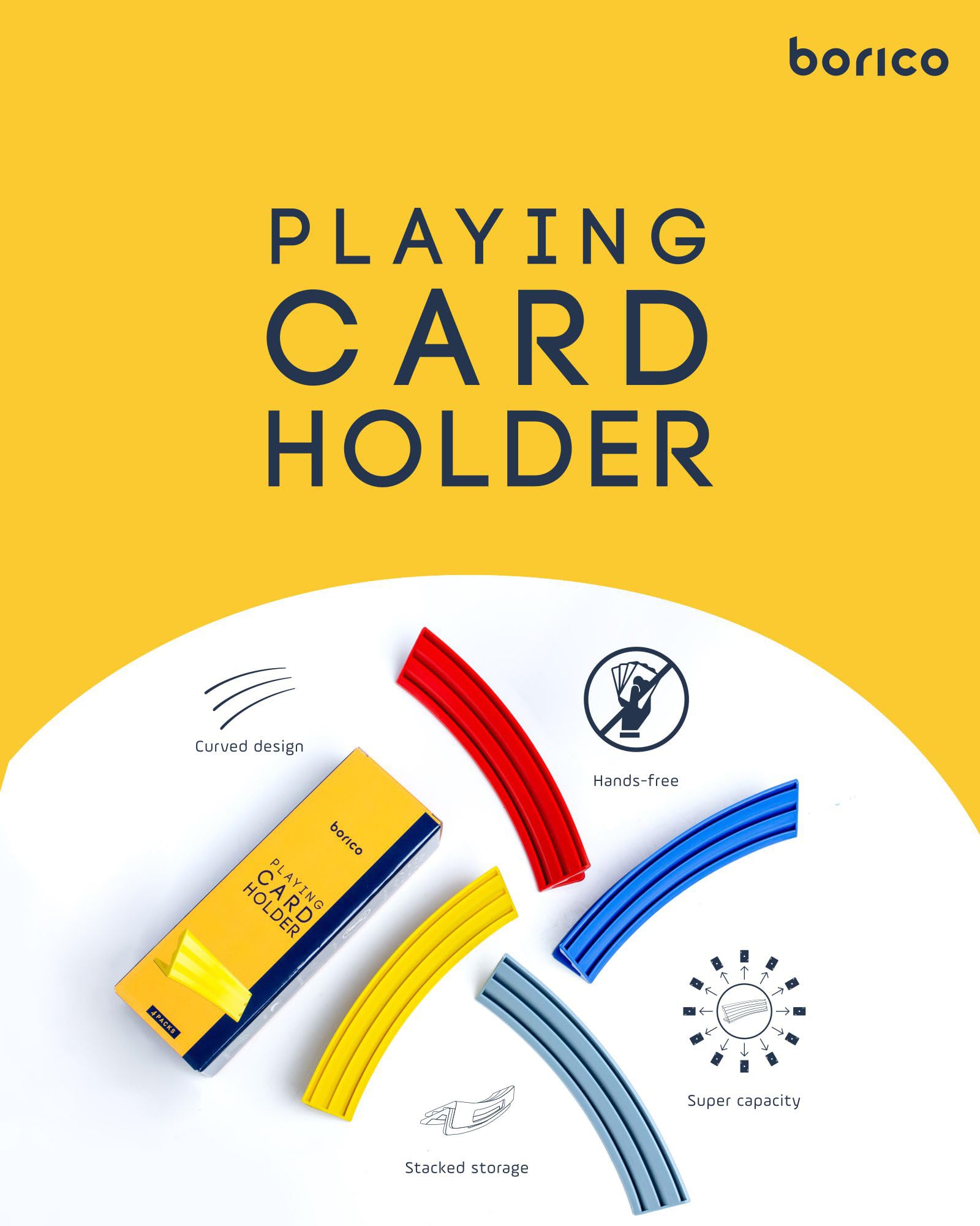 BORICO card holder with tilted slopes design, keeps cards in place