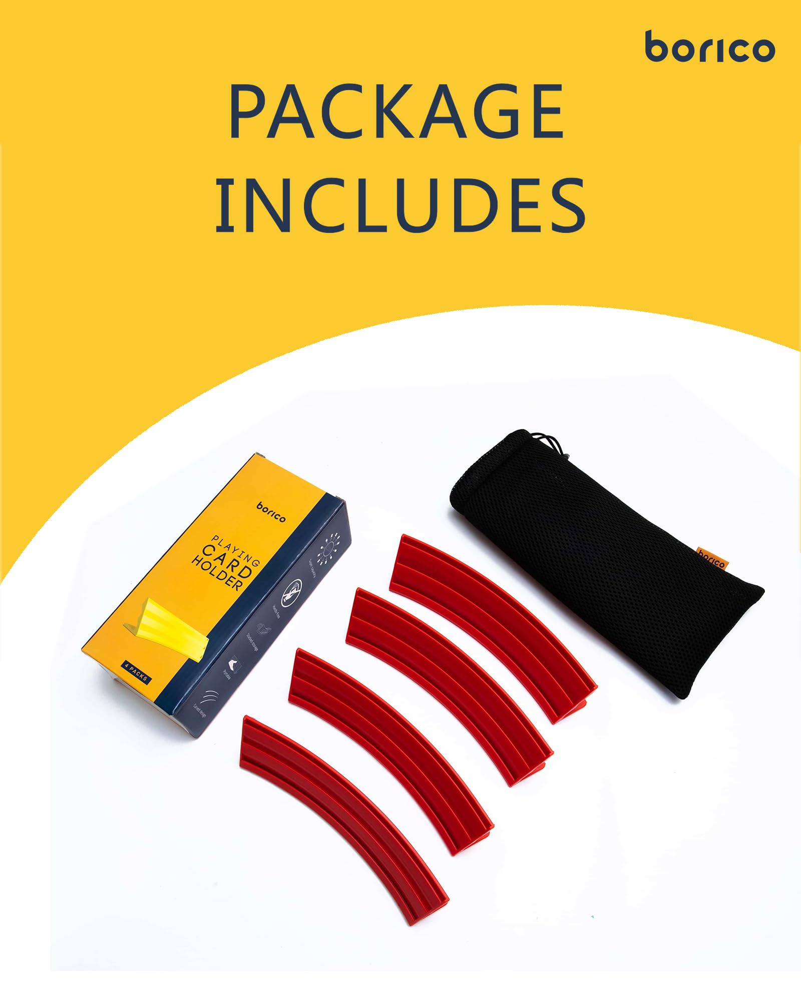 BORICO 4-pack card holder with travel pouch, portable for parties