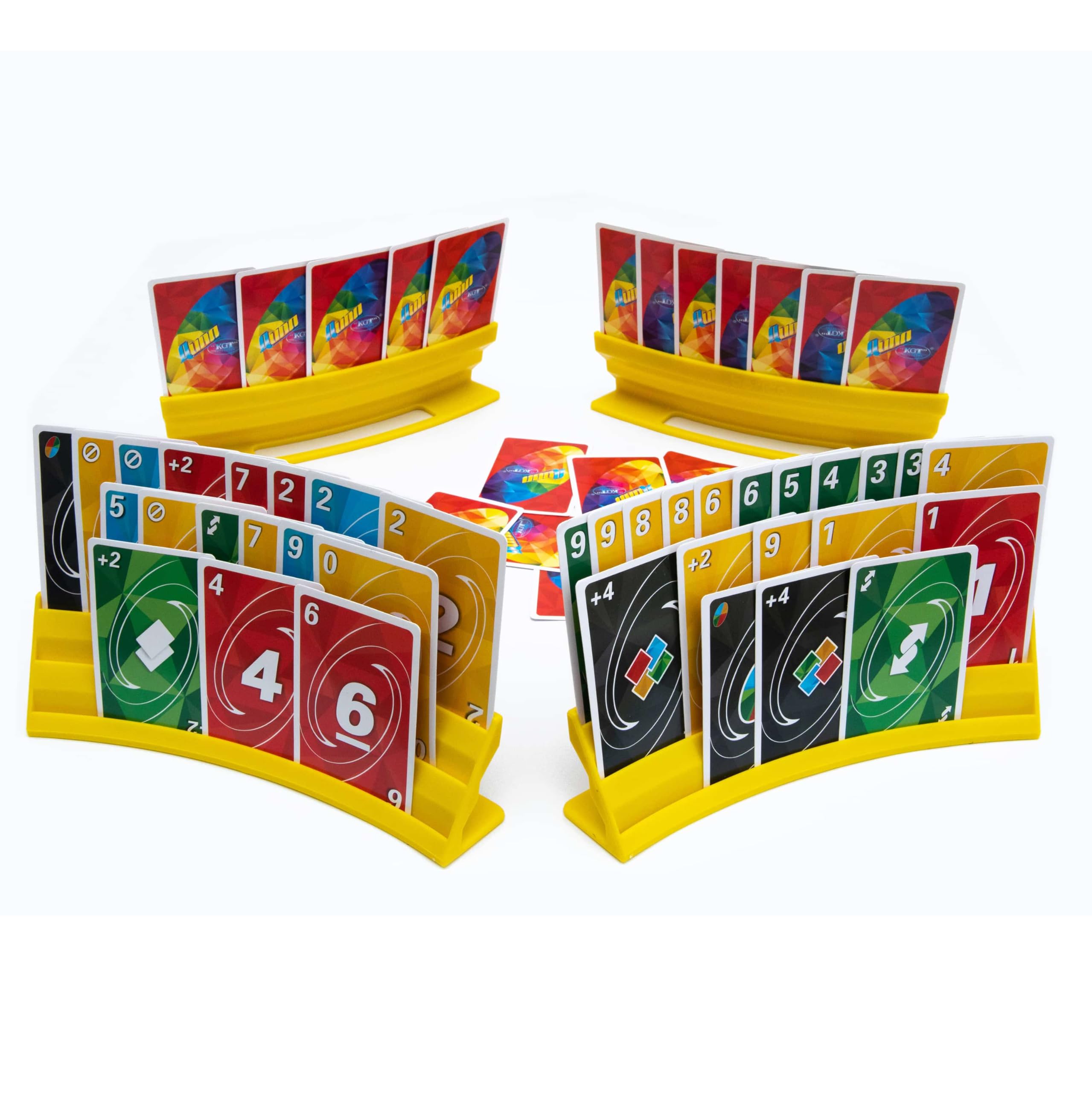 BORICO 4-pack yellow card holders shown stacked for easy access during play