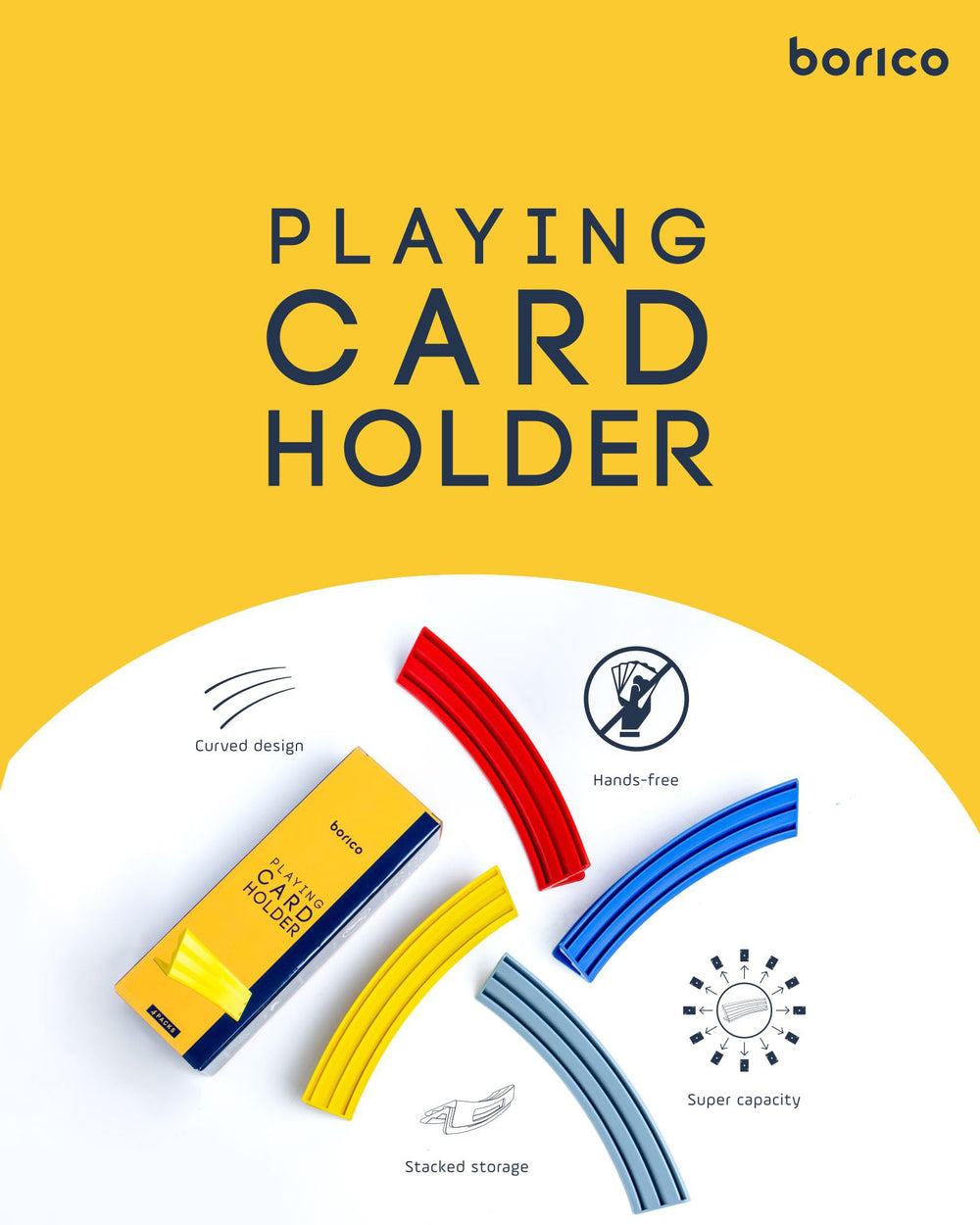 BORICO yellow card holders with travel pouch for portable play