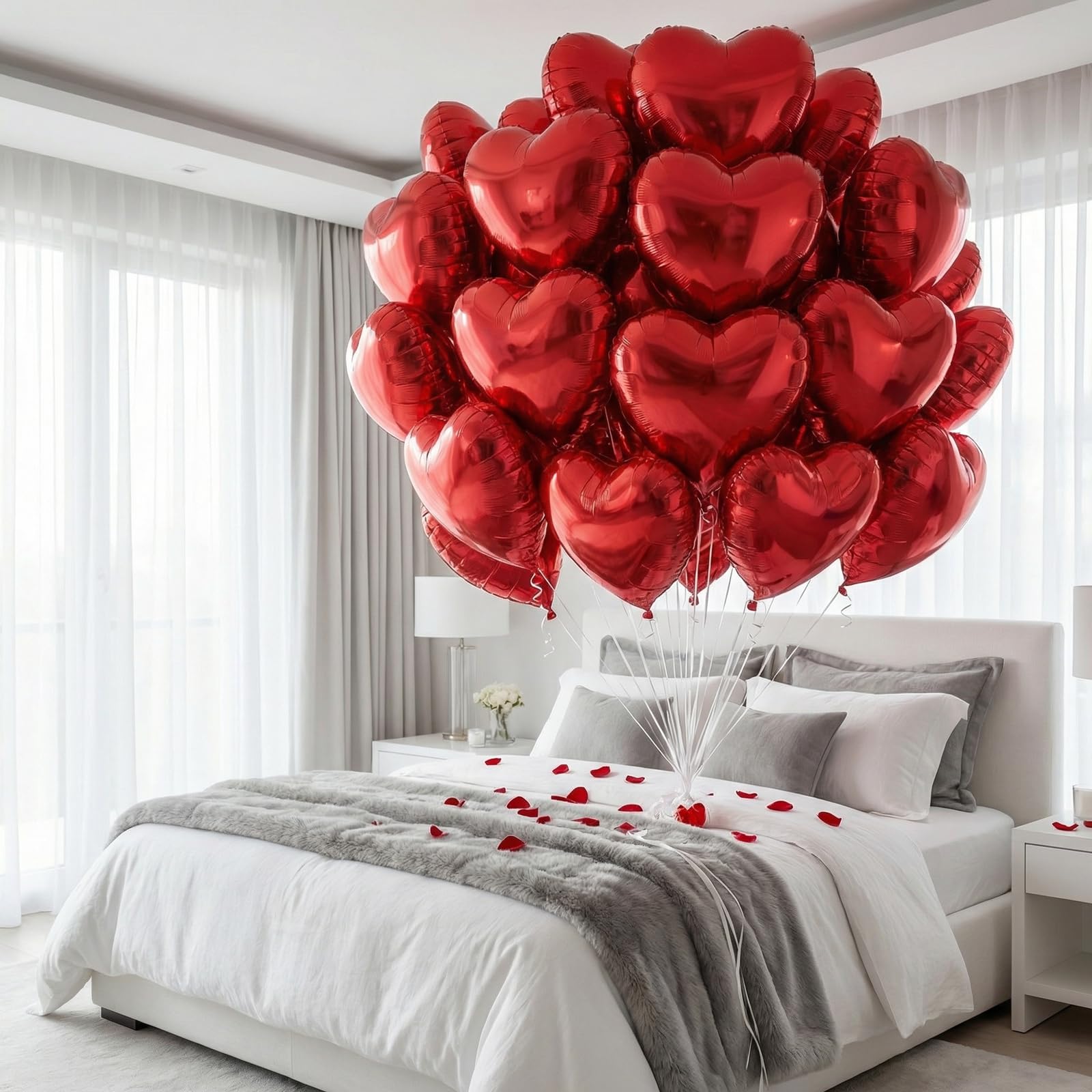 BorKinHa red heart balloons create warm atmosphere at anniversaries and engagements.