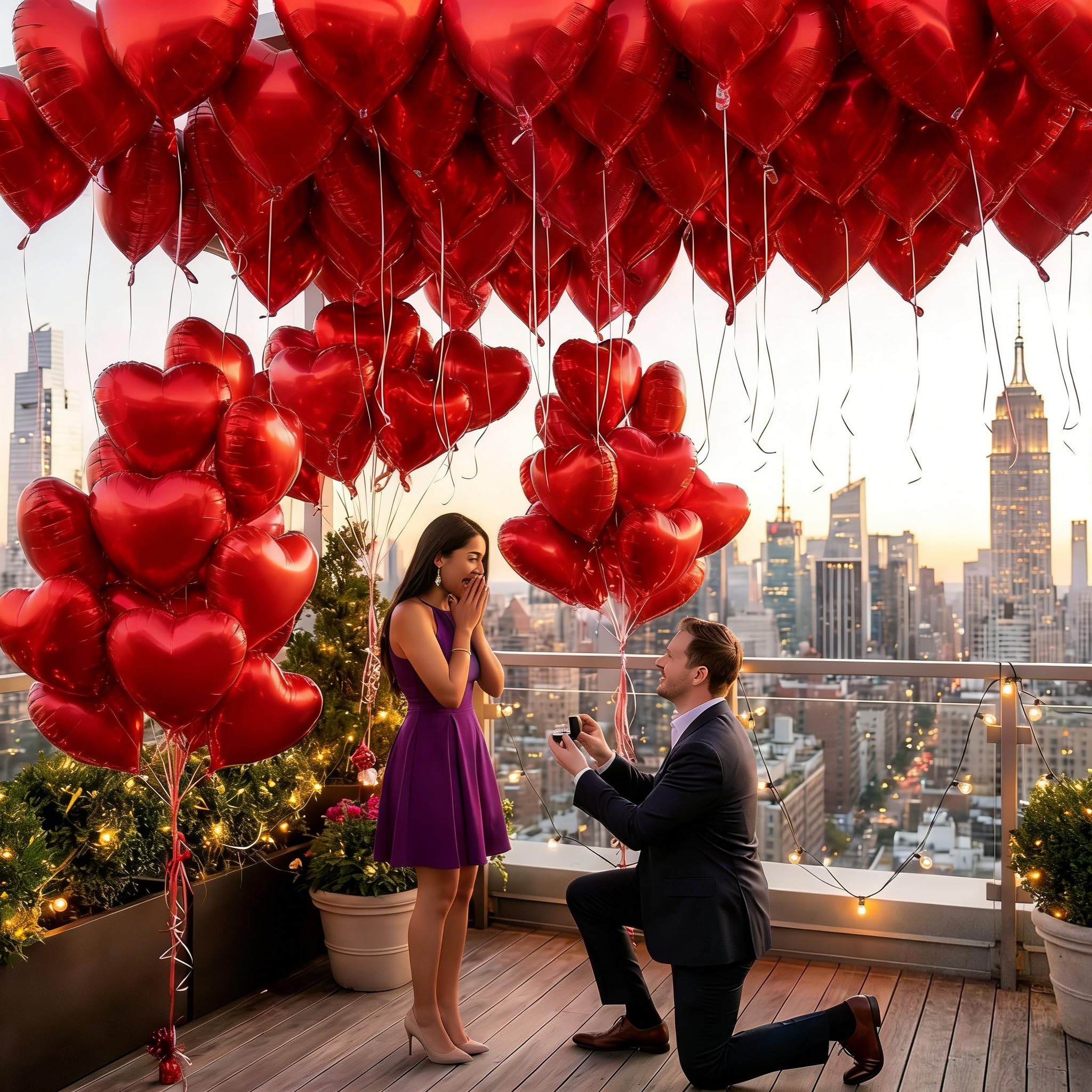 BorKinHa Valentine’s Day decor ideas with red heart balloons