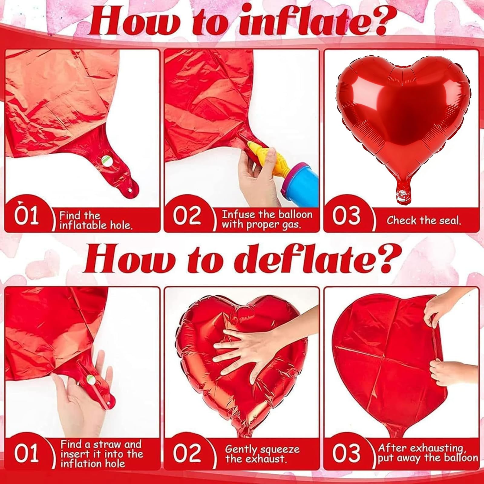 BorKinHa wedding and bridal shower setups use red heart balloons for ambiance