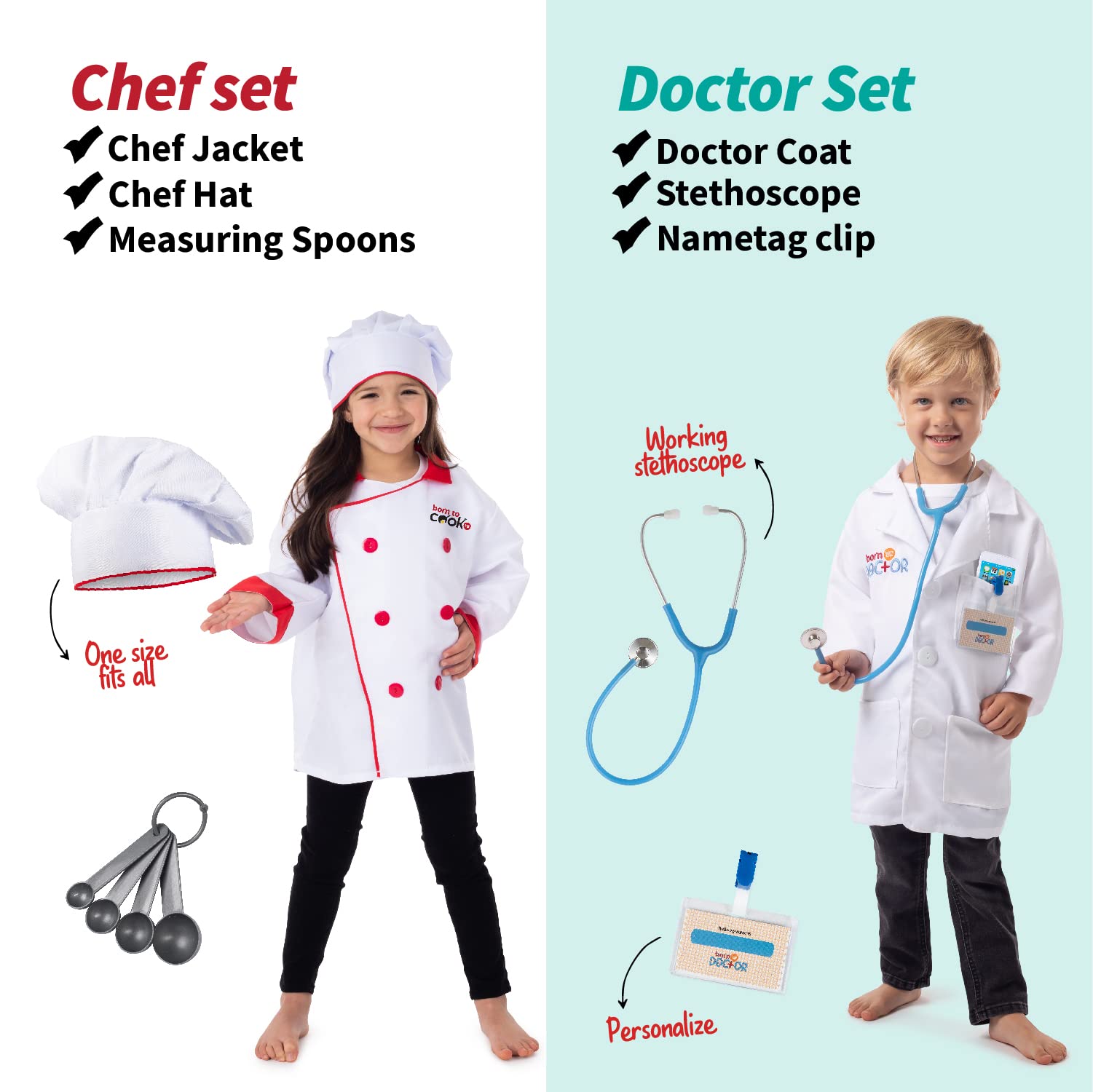 Born Toys doctor costume set for caring play and comfortable wear