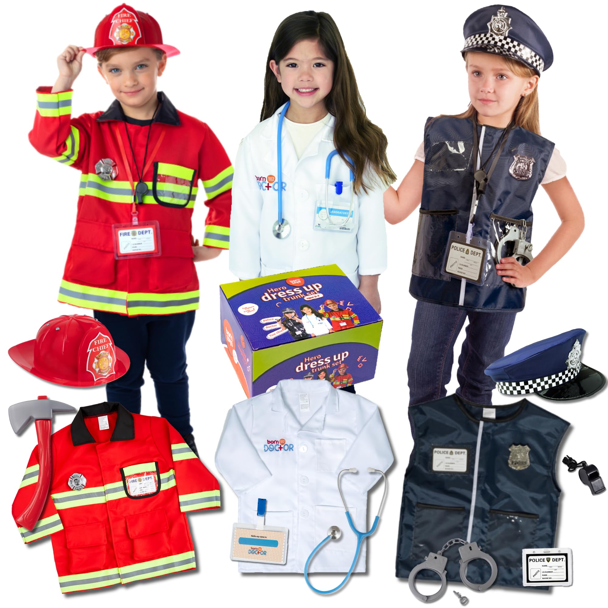 Born Toys fireman costume set sparks imaginative hero play for kids