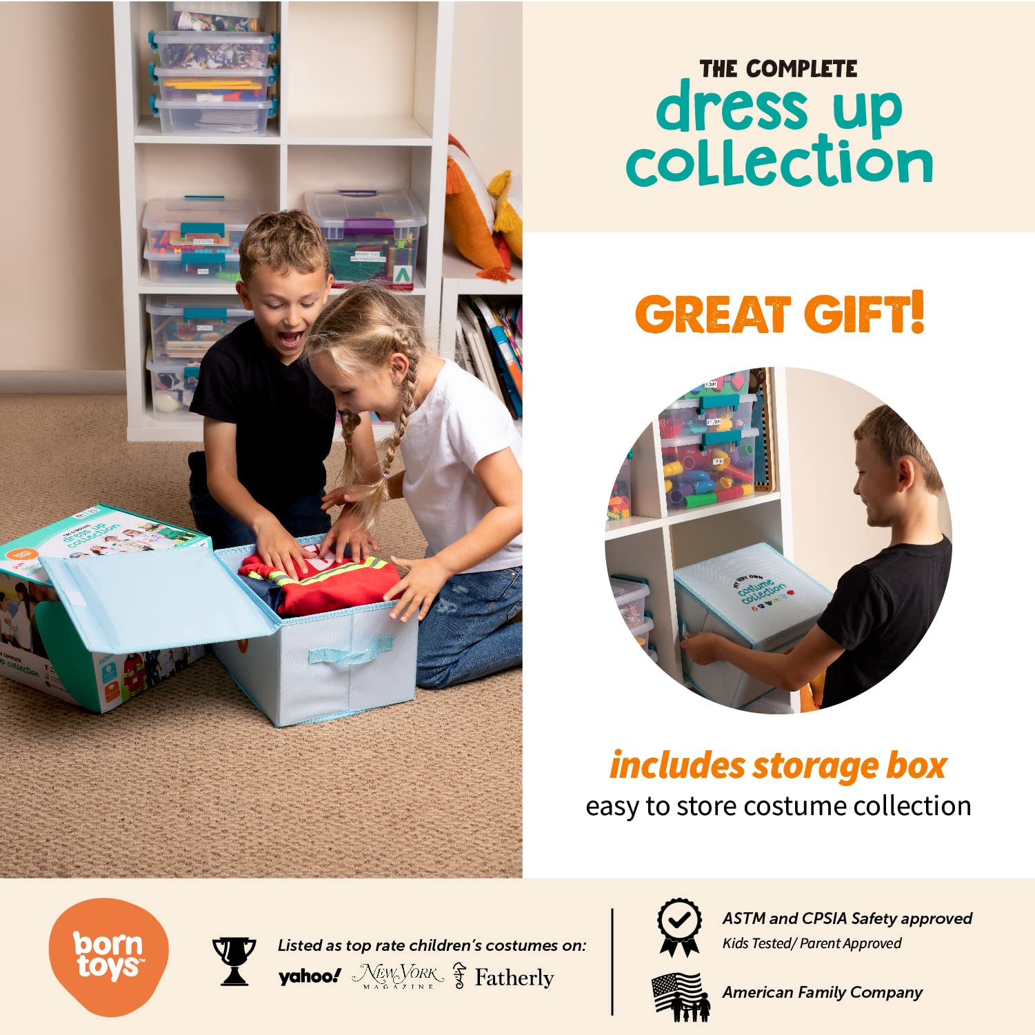 Born Toys machine washable costumes for quick cleanup after play