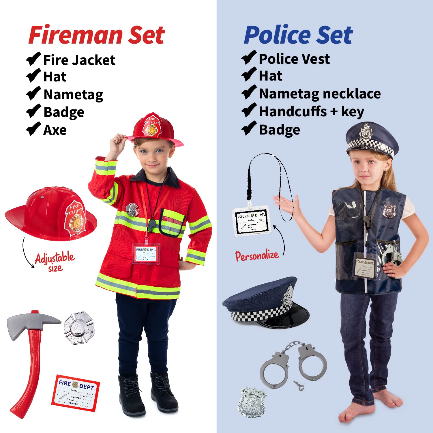 Born Toys police officer costume set with accessories for role-play adventures