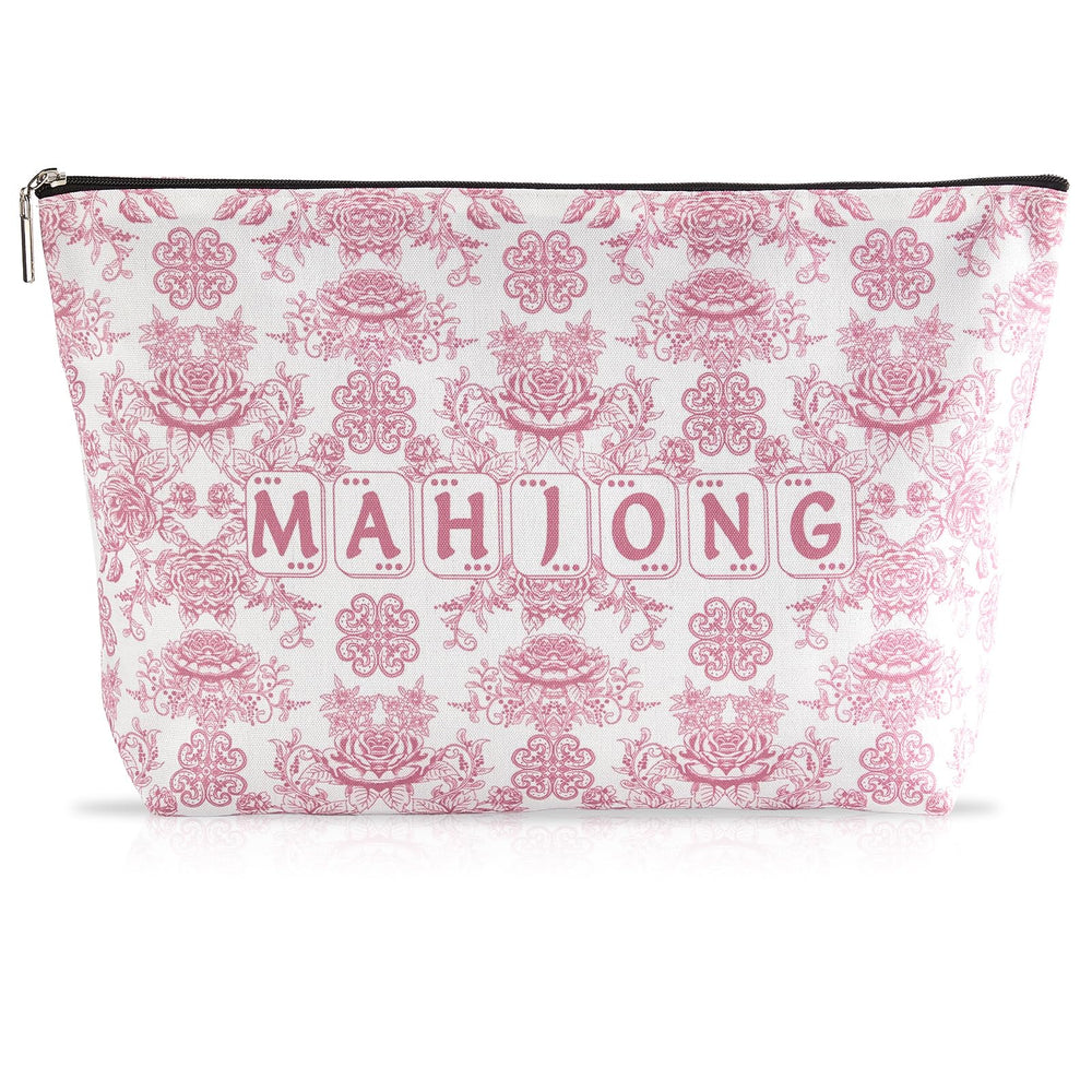 Bornerwhite empty mahjong bag with pink pattern for secure storage