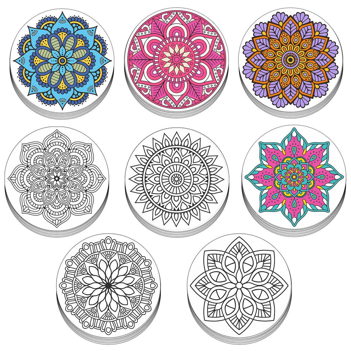 Bosctanuc fuzzy mandala cardset with 22.5 cm diameter for focused coloring sessions