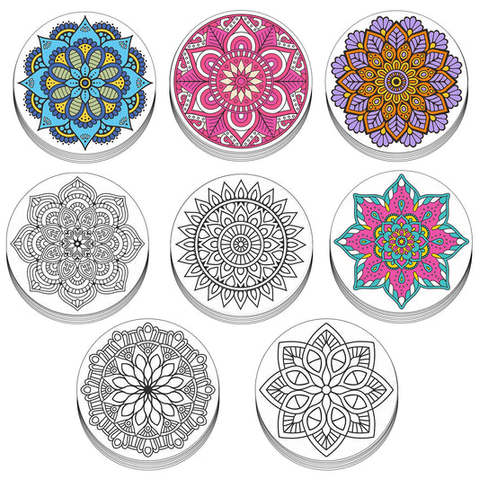 Bosctanuc fuzzy mandala cardset with 22.5 cm diameter for focused coloring sessions