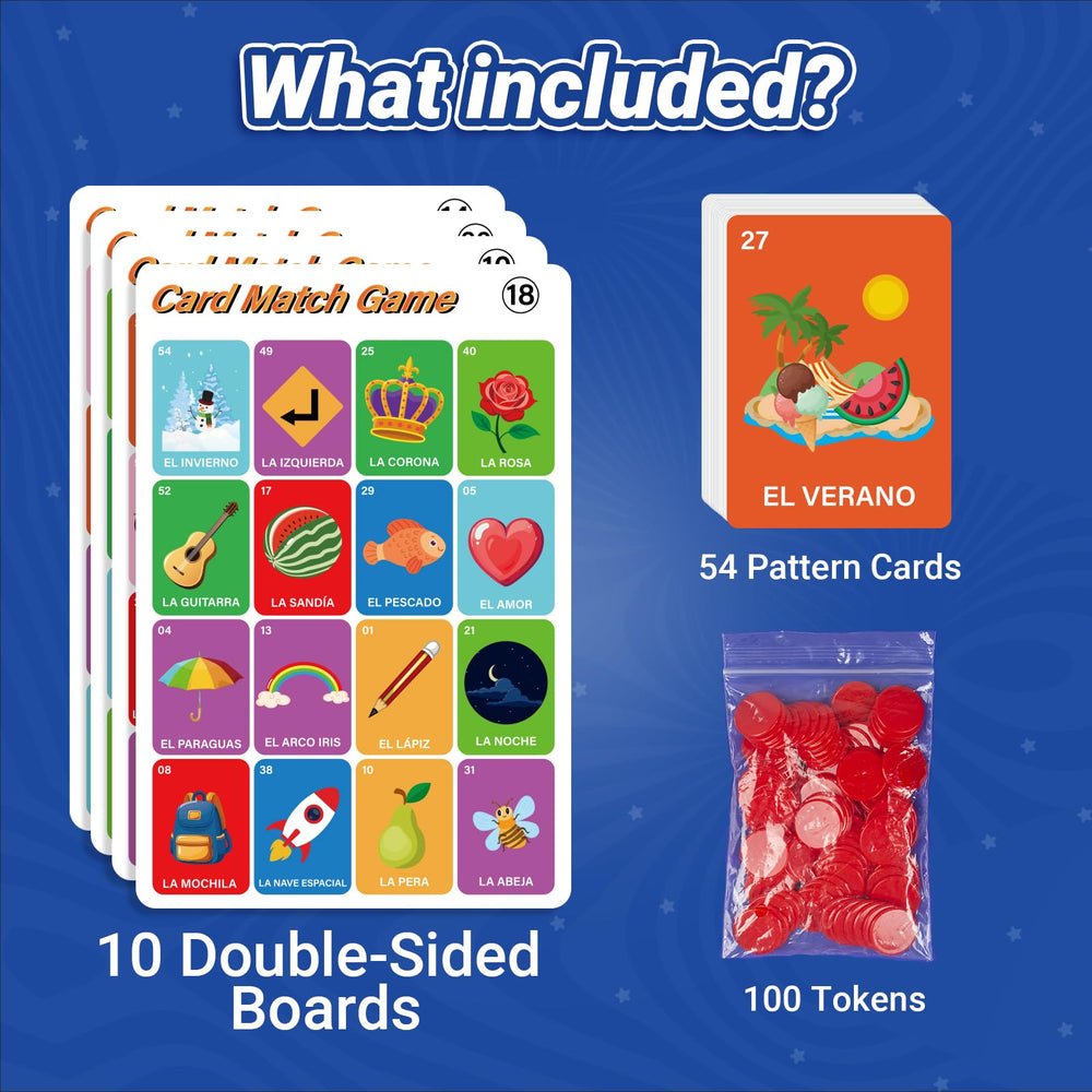 Bosctanuc Loteria 10 double-sided boards for versatile classroom and home use.