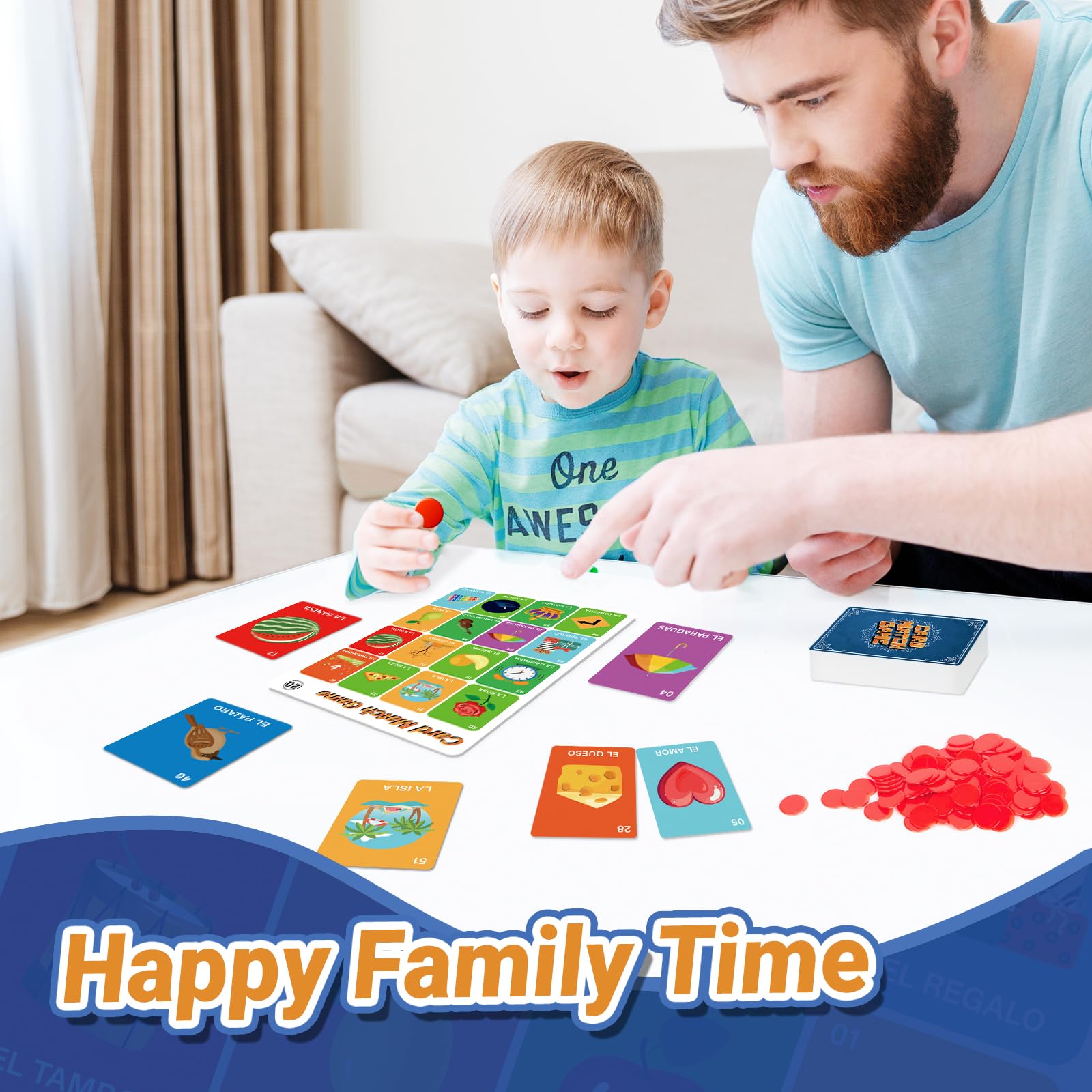 Bosctanuc Loteria family game night setup promotes social interaction and learning.