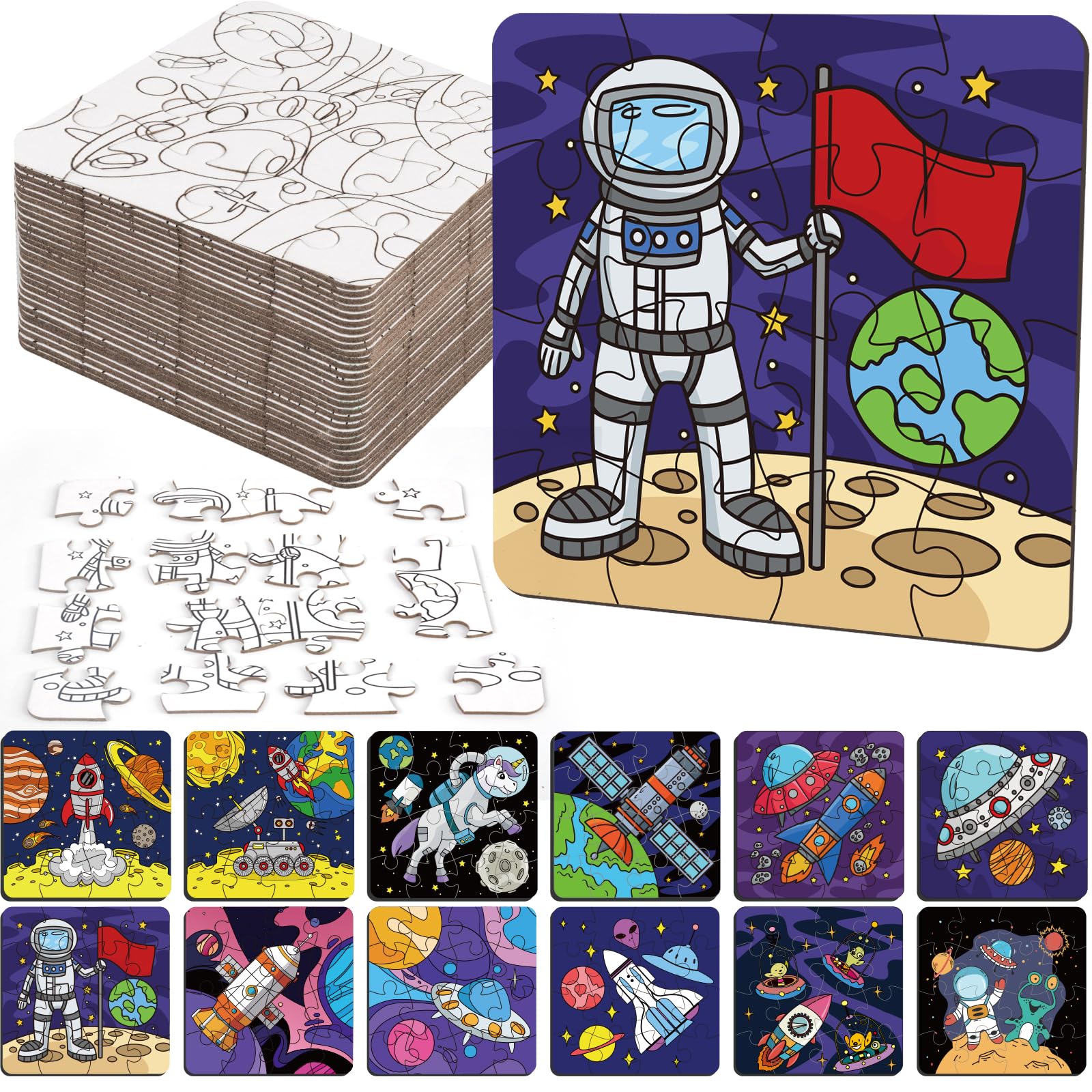 Bosctanuc outer-space puzzle planet designs promote creativity and fine motor practice