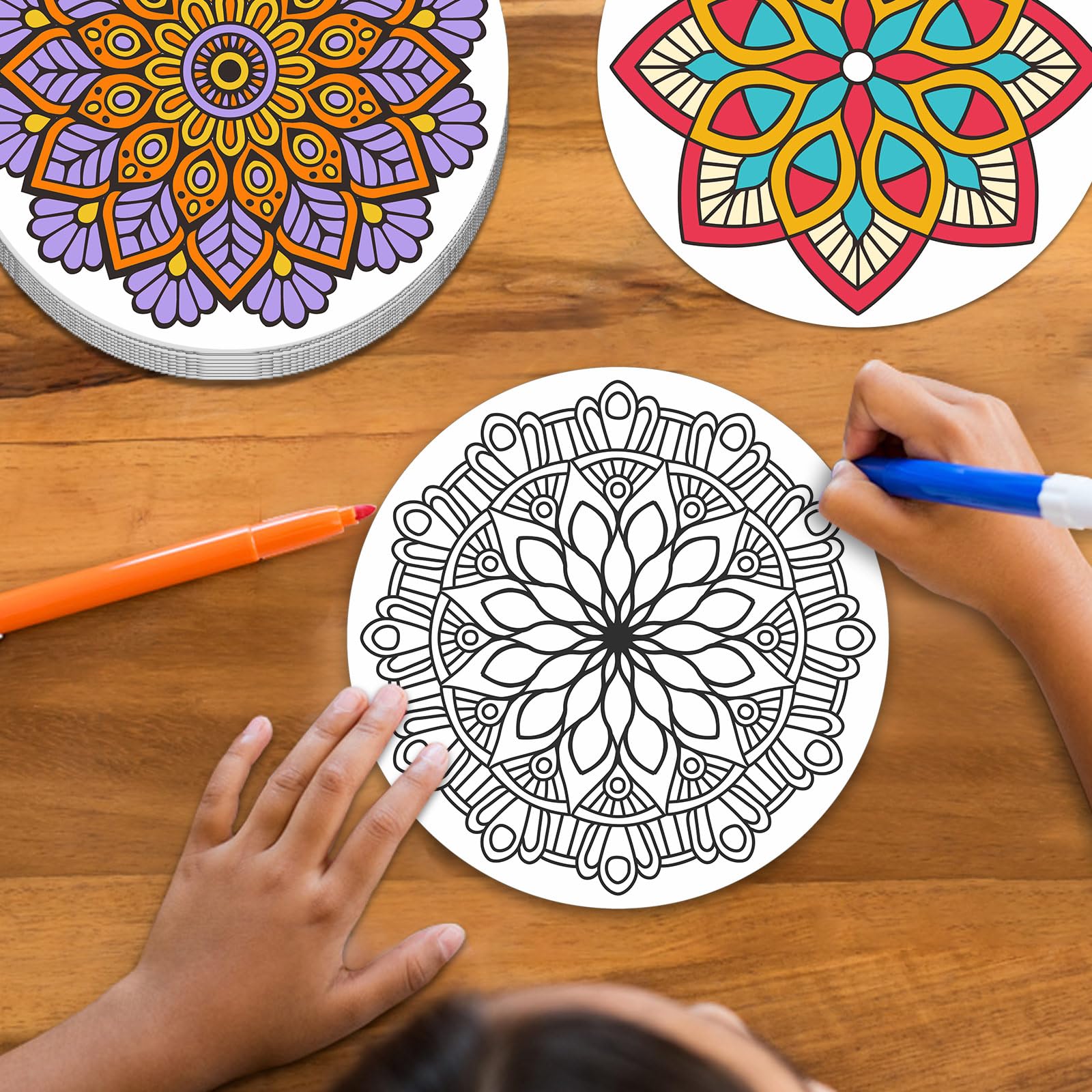 Bosctanuc uncolored mandala cards ready to color with markers and pens