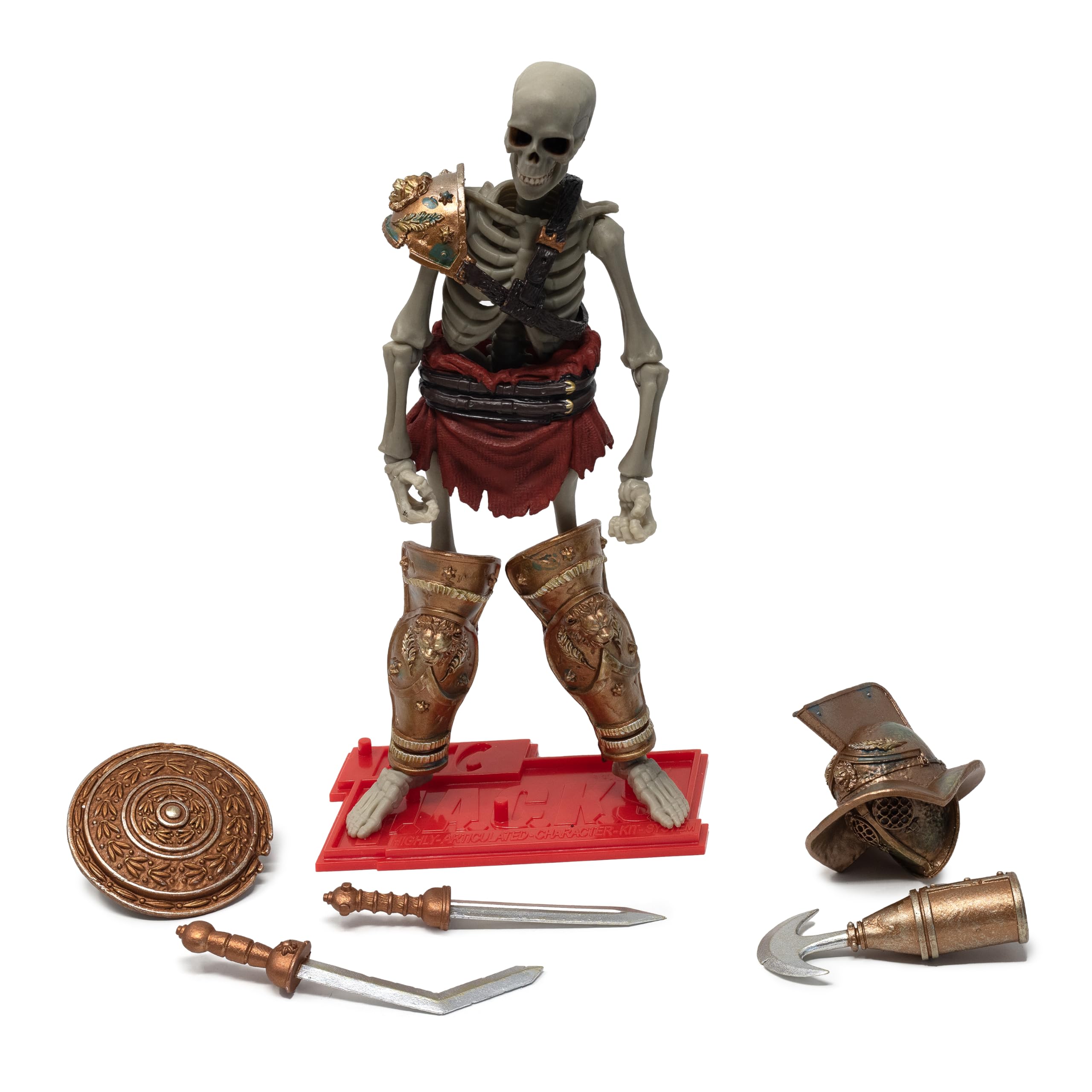 Boss Fight Studio Epic H.A.C.K.S. Barbarian skeleton figurine highlighting rugged gear and swap-in parts.
