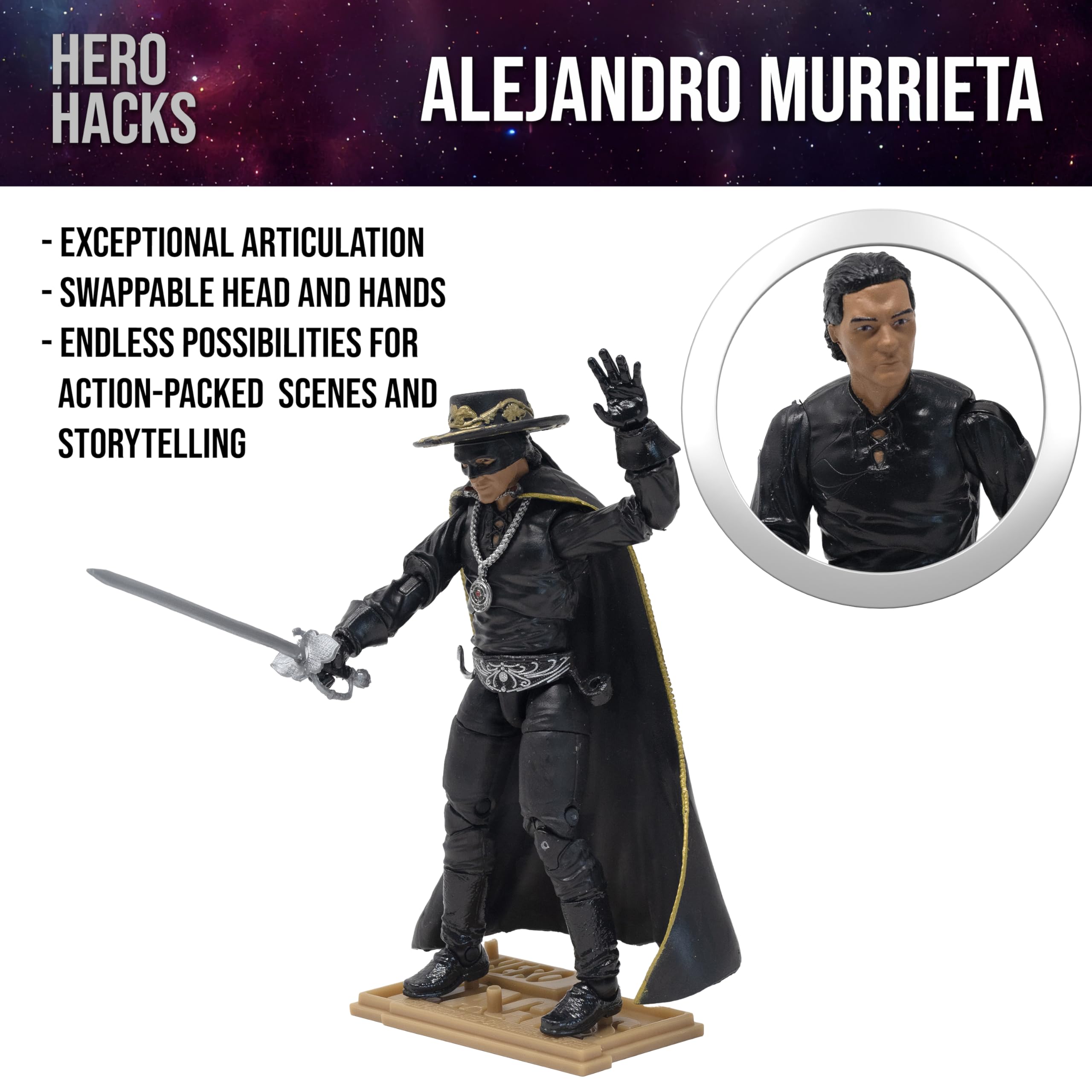 Alejandro Murrieta whip supports swashbuckling poses for scene variety.