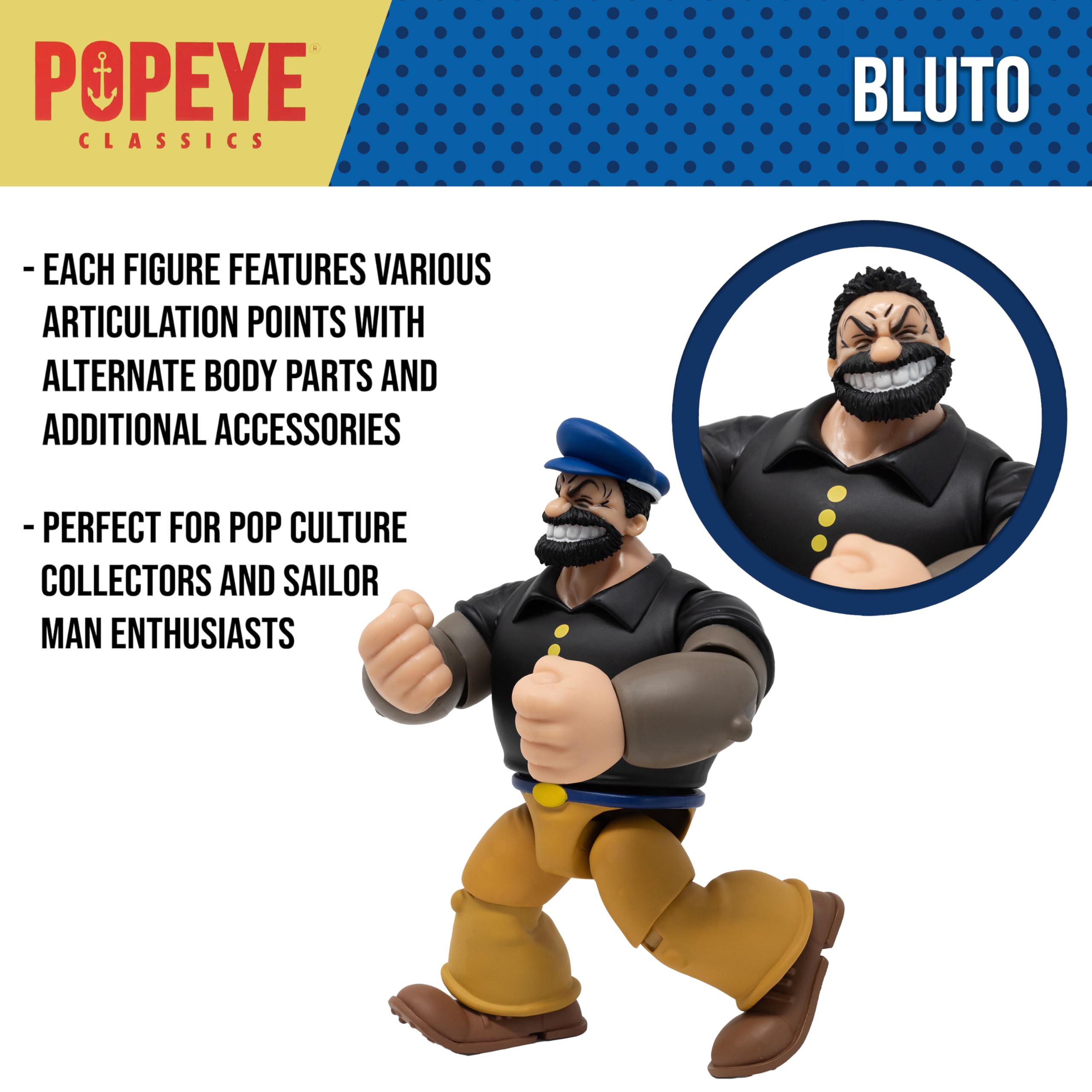 Authentic Popeye design supports true-to-source styling
