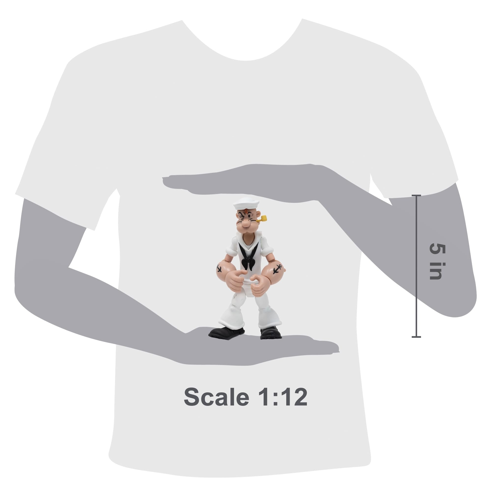 Spinach can accessory included with Popeye figure for storytelling scenes.
