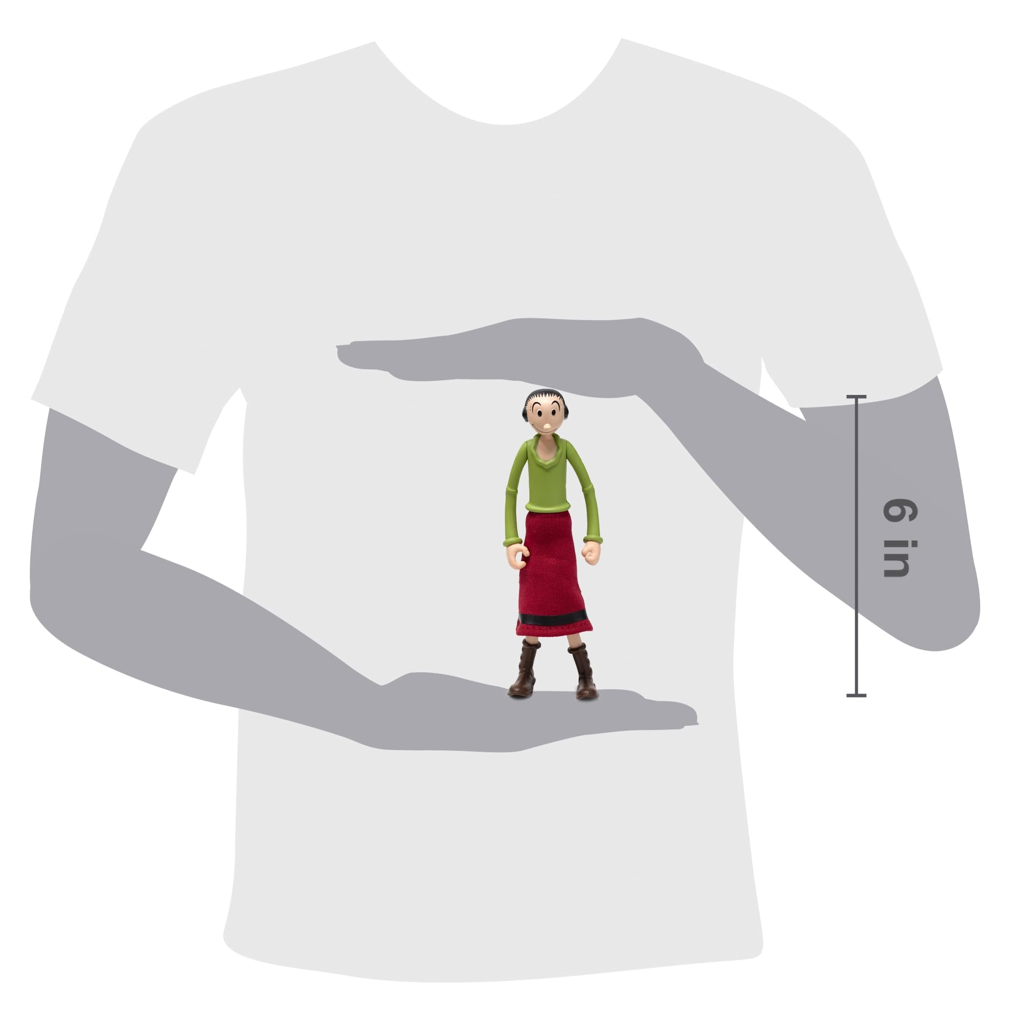 Olive Oyl figure showing seven points of articulation for dynamic posing
