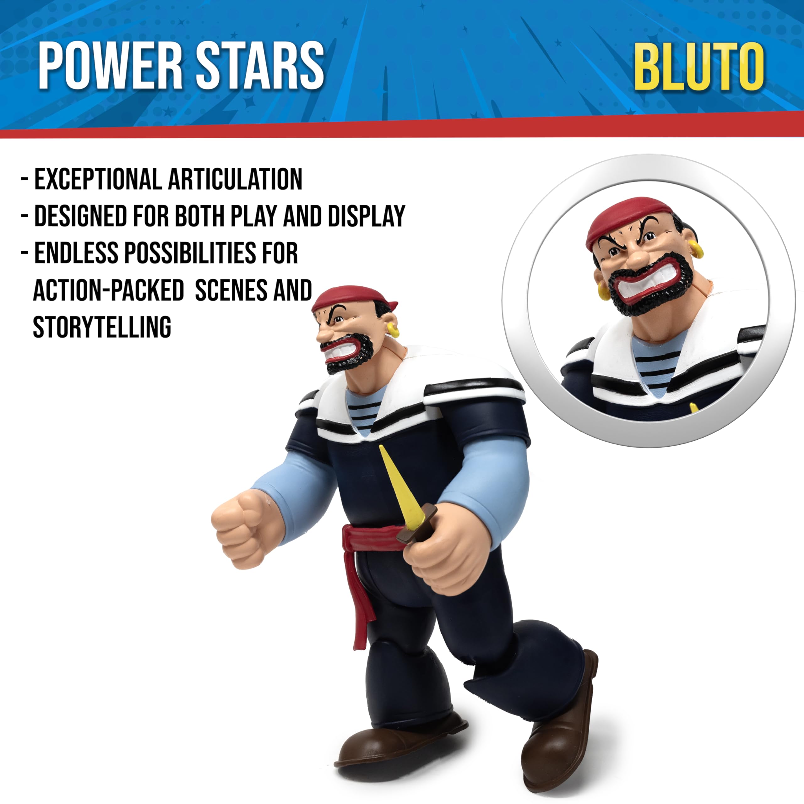 Seven-point articulation supports multiple poses inspired by the cartoon.