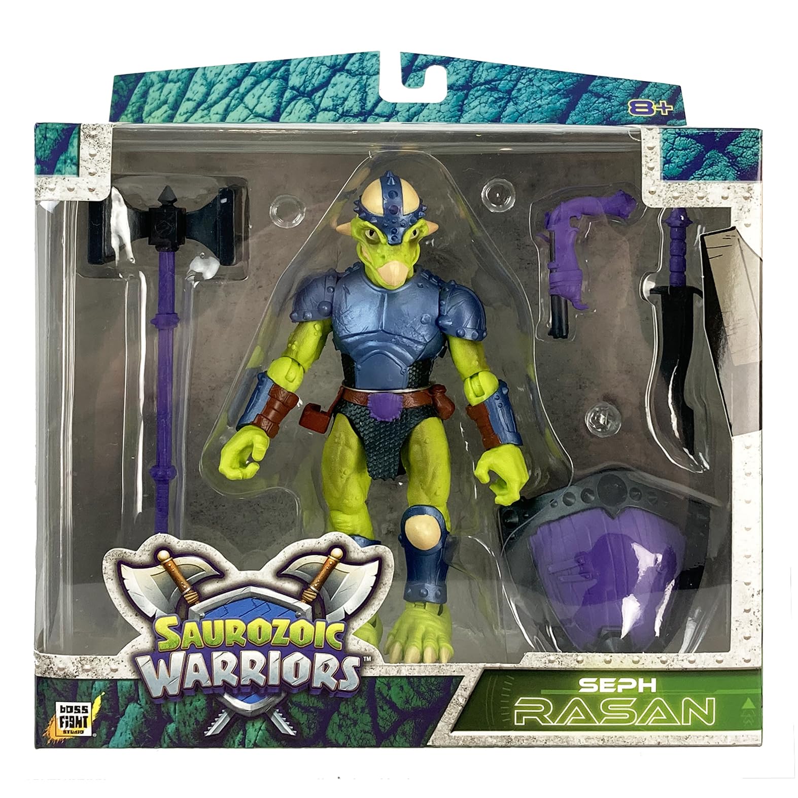 Saurozoic armor and weapons set enabling rich storytelling and imaginative play.
