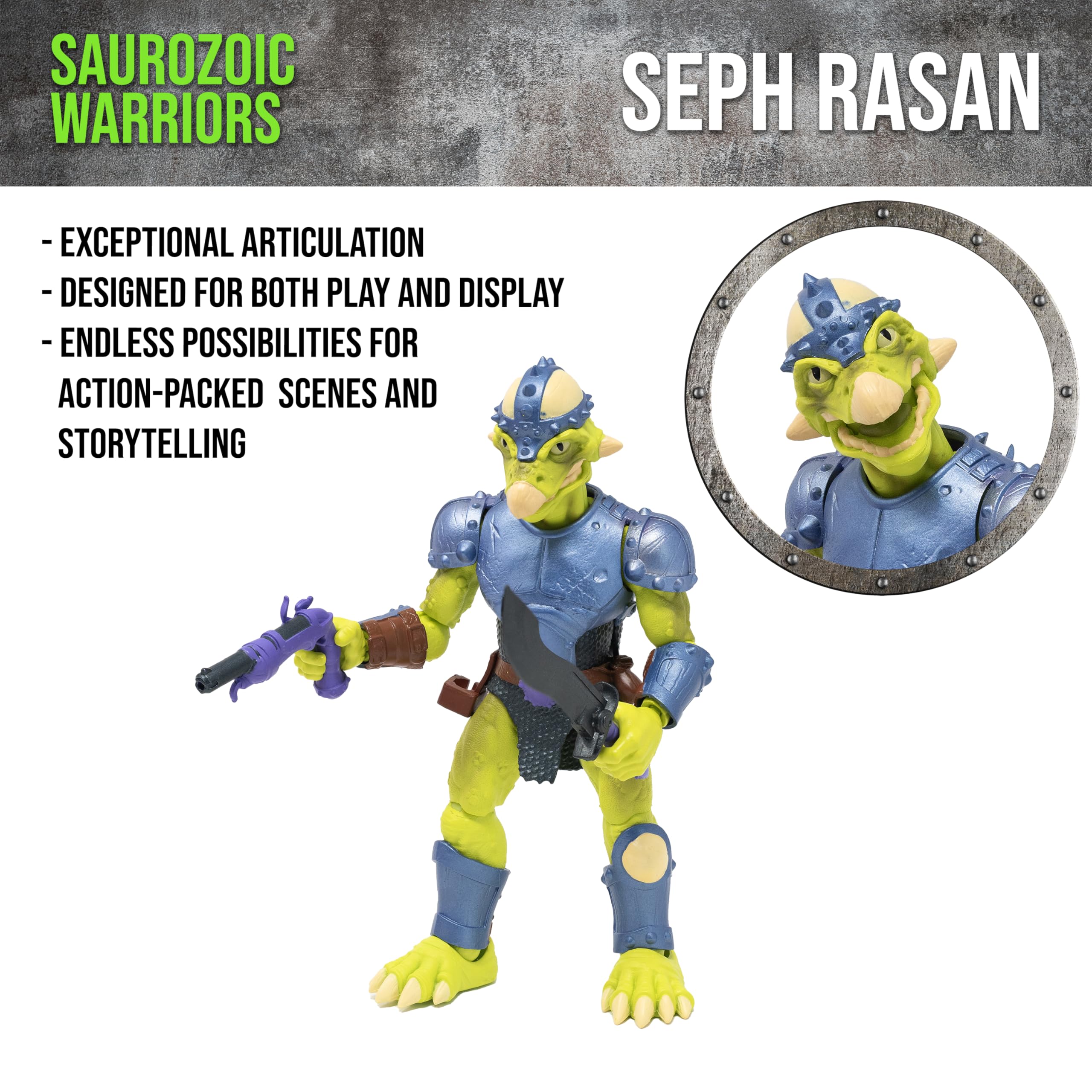Seph Rasan shield and sword setup for close combat display poses.