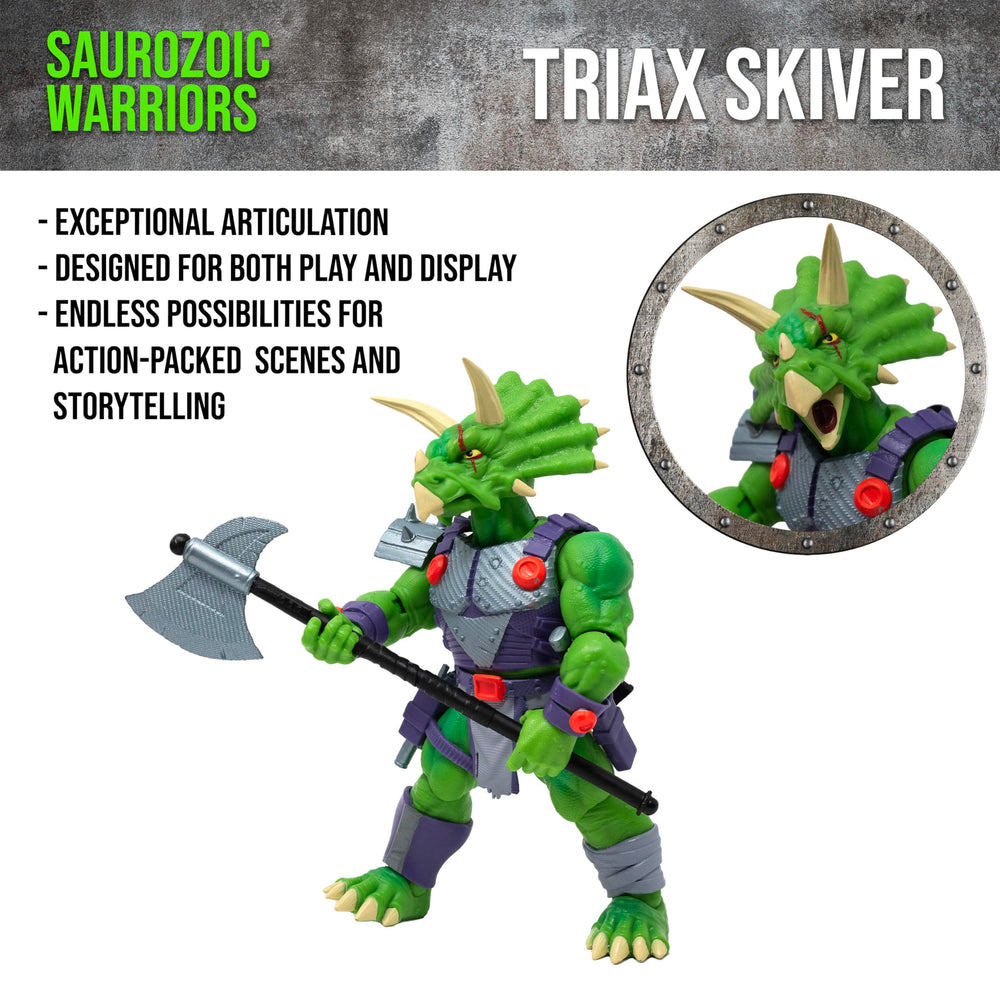 Boss Fight Studio Saurozoic Triax Skiver includes blaster pistols for versatile action.