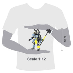 Boss Fight Studio Saurozoic Warrior Triax Skiver with halberd ax and pistols for action.