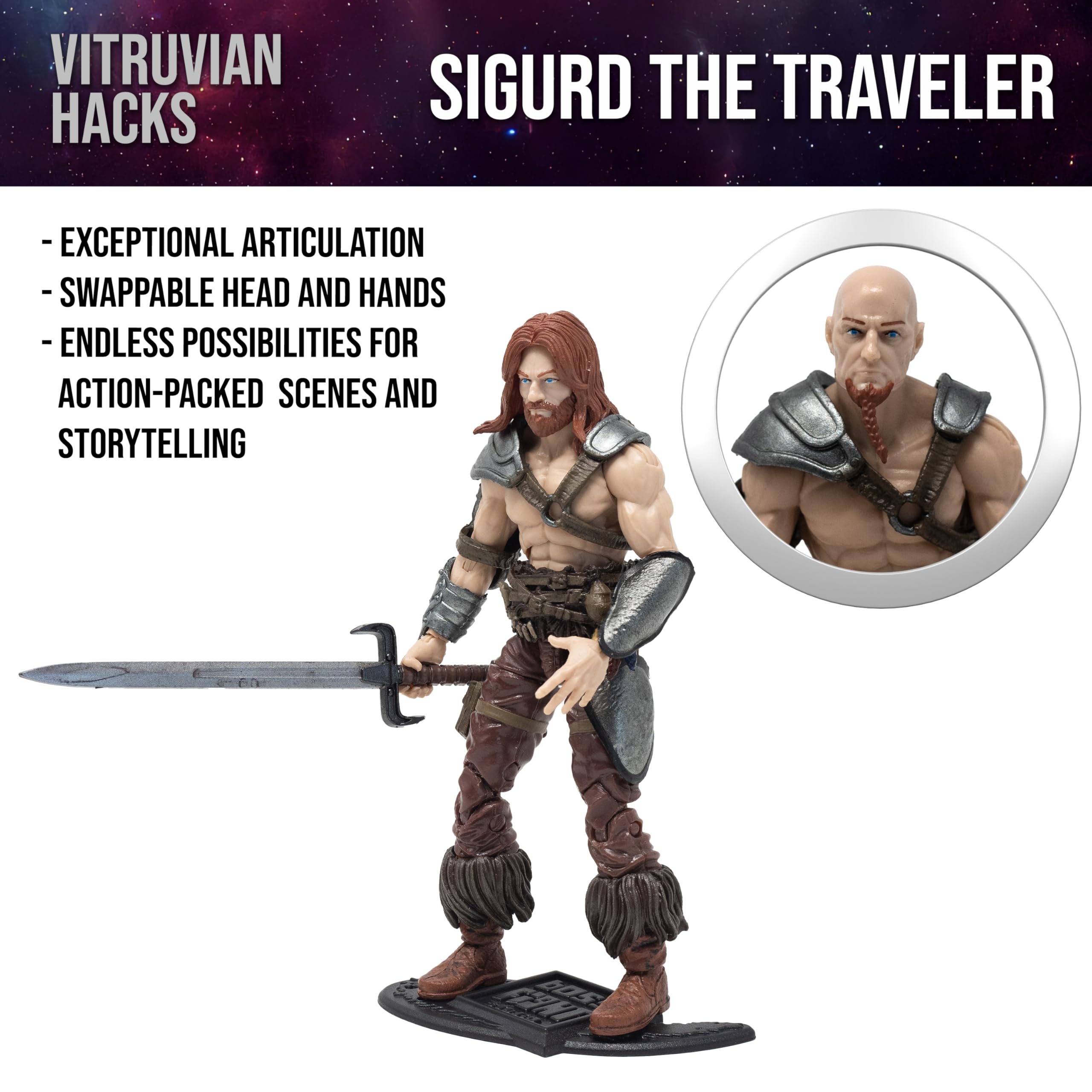 Boss Fight Studio Sigurd with weapons and spell accessories for imaginative battles